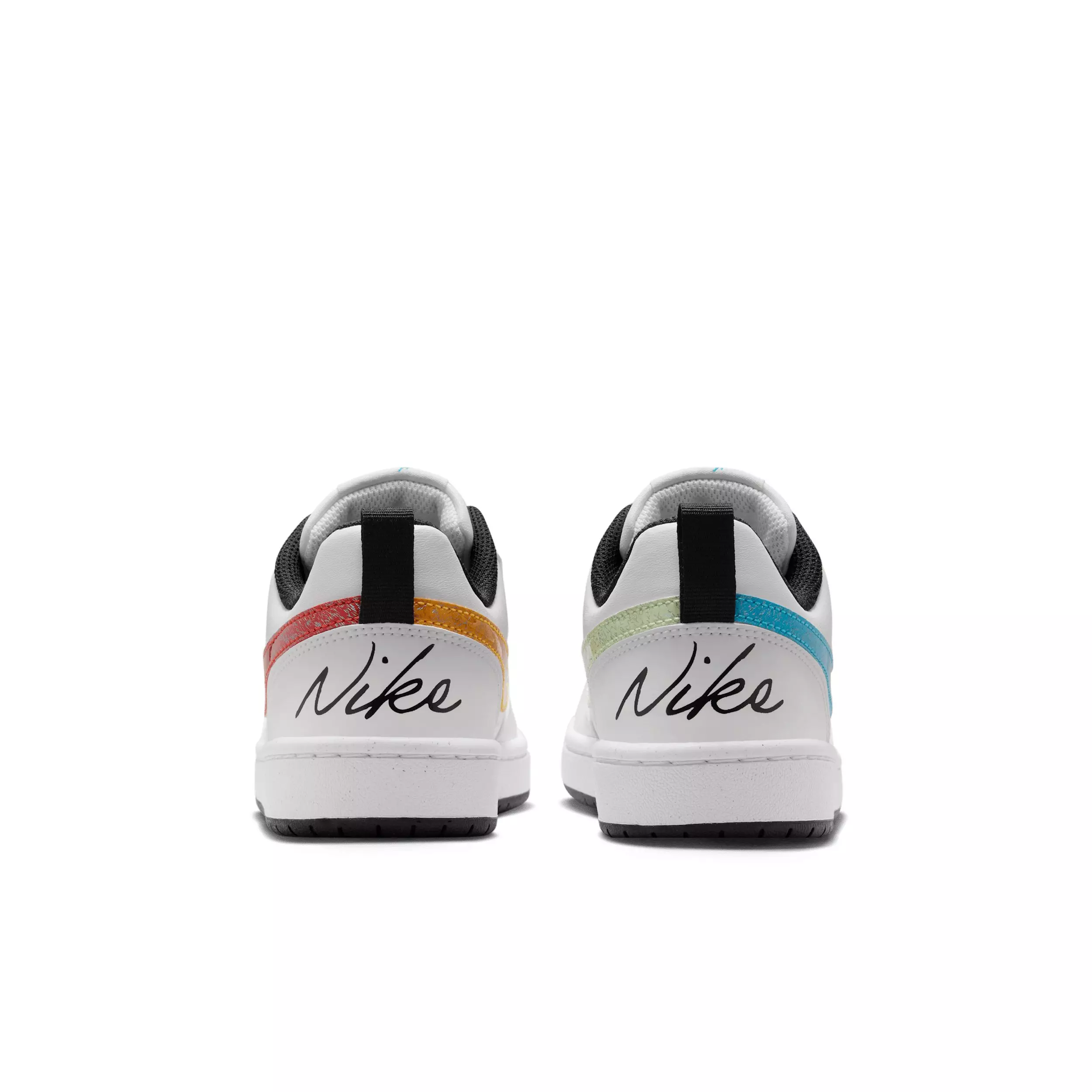 Nike Court Borough Low "White/Picante Red/Barely Volt/Current Blue" Grade School Boys' Shoe - WHITE/RED/VOLT/BLUE