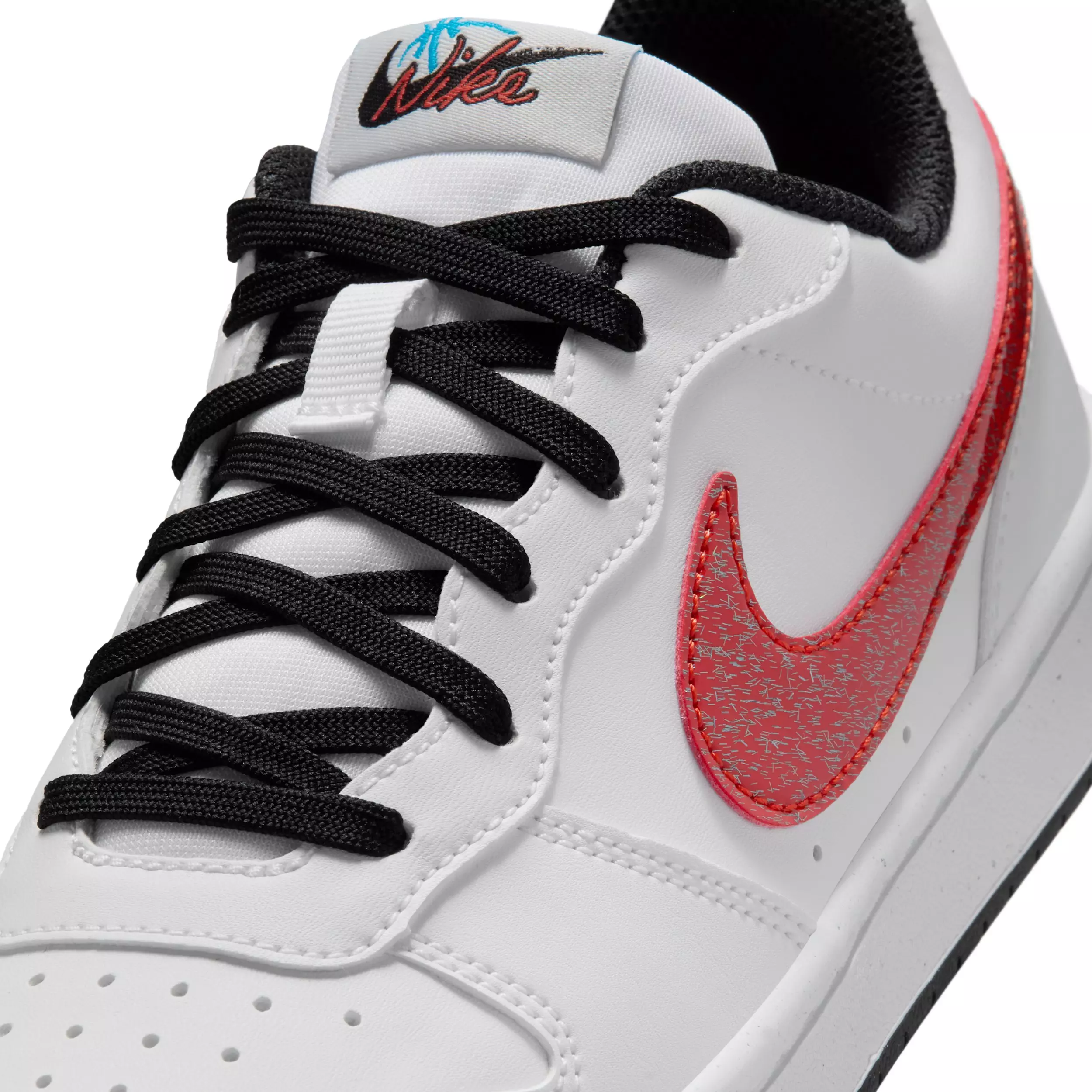Nike Court Borough Low "White/Picante Red/Barely Volt/Current Blue" Grade School Boys' Shoe - WHITE/RED/VOLT/BLUE