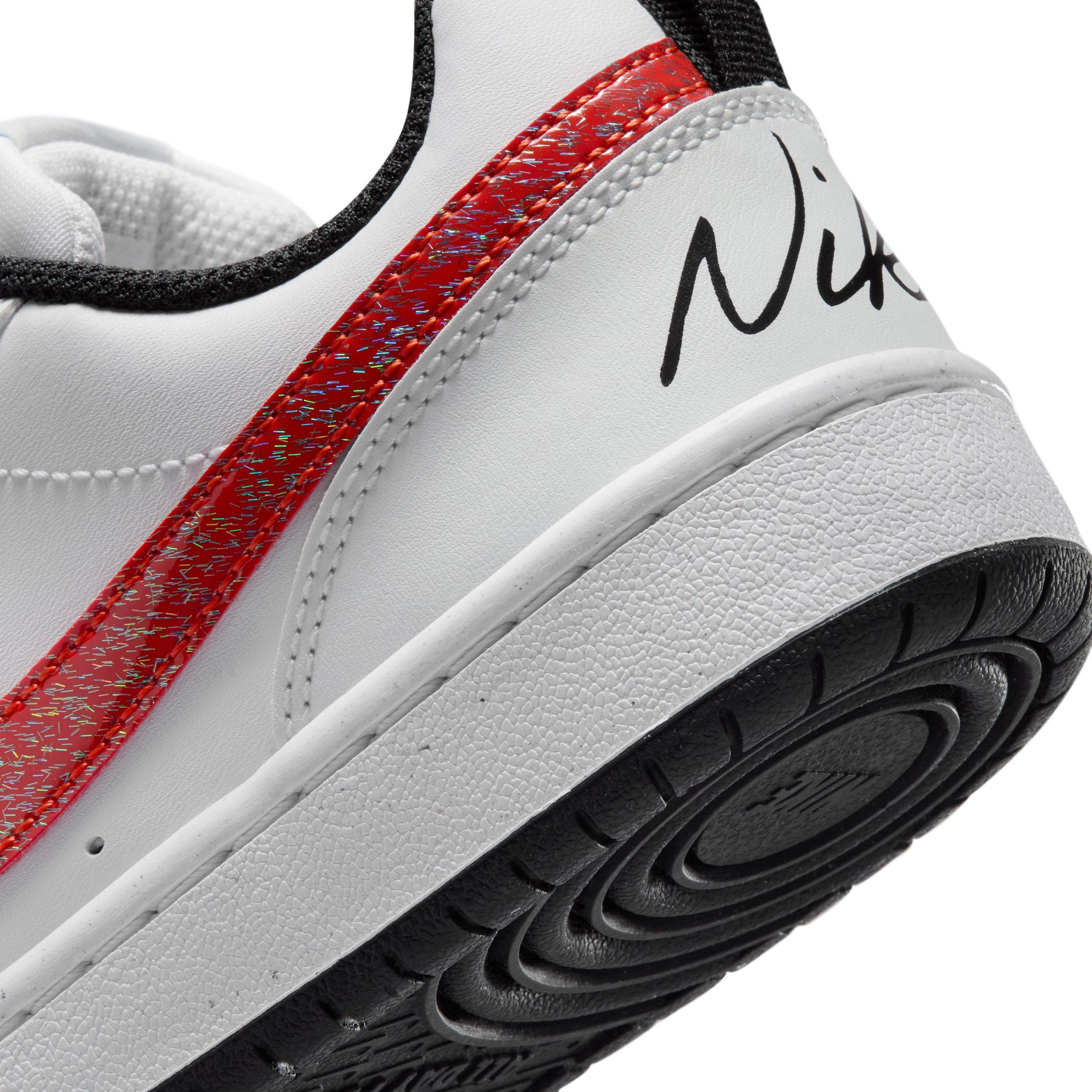 Nike Court Borough Low "White/Picante Red/Barely Volt/Current Blue" Grade School Boys' Shoe - WHITE/RED/VOLT/BLUE