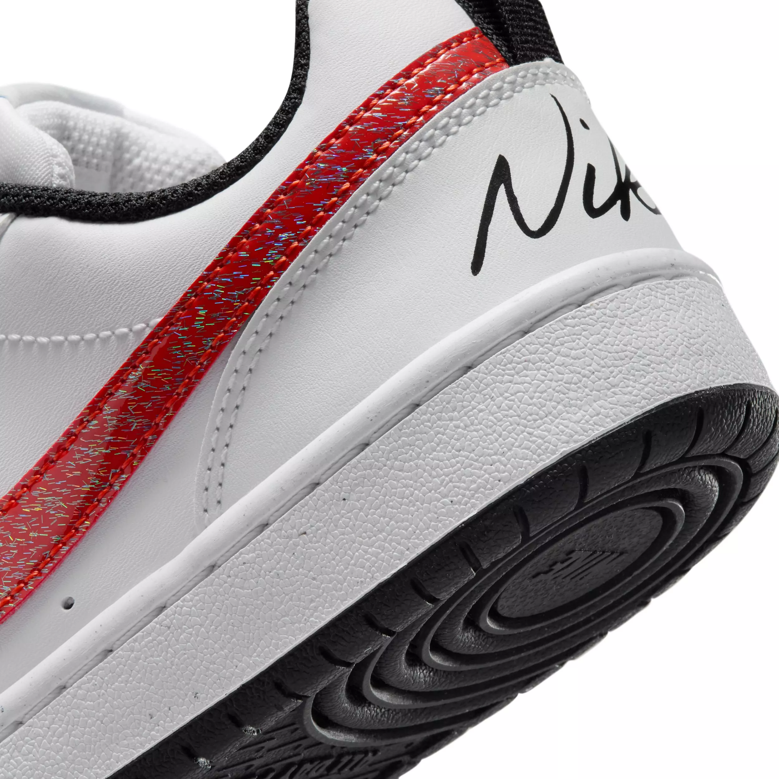 Nike Court Borough Low "White/Picante Red/Barely Volt/Current Blue" Grade School Boys' Shoe - WHITE/RED/VOLT/BLUE