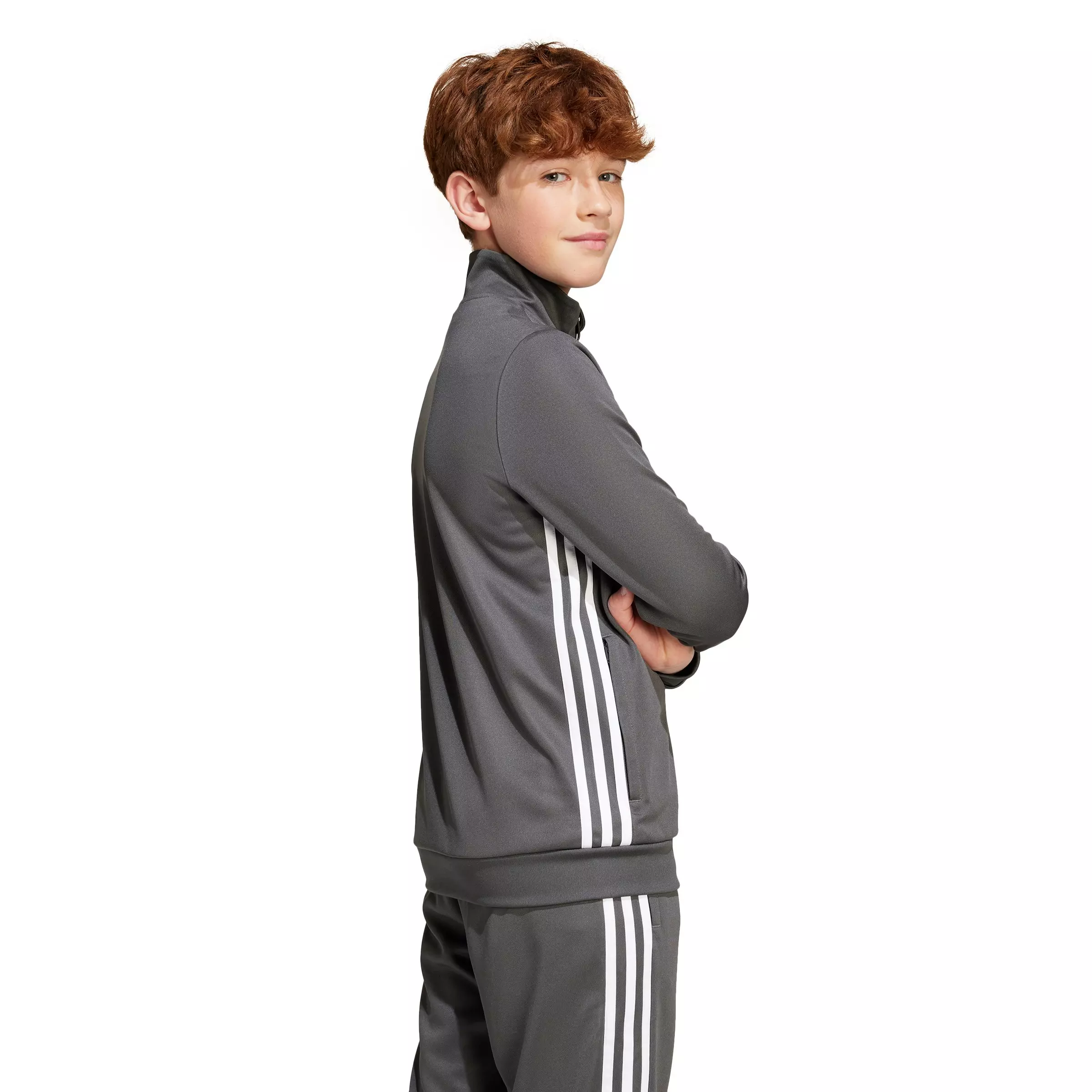 adidas Big Kids' Tiro 25 Essentials Soccer Training Jacket - Grey - GREY