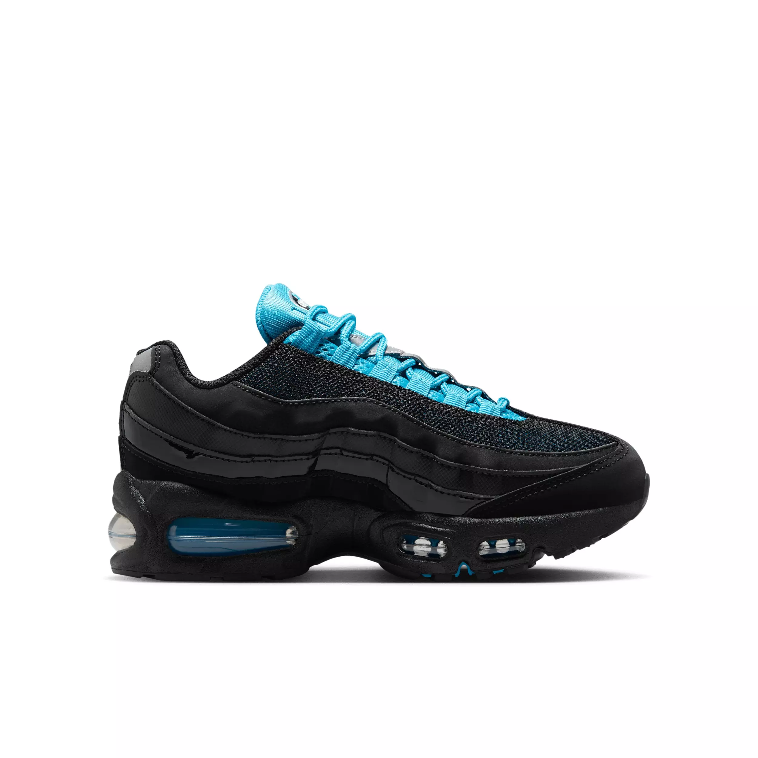 Nike Air Max 95 Big Bubble SE "Black/Gamma Blue/Metallic Silver/Chrome" Grade School Boys' Shoe - BLACK/BLUE/SILVER/CHROME