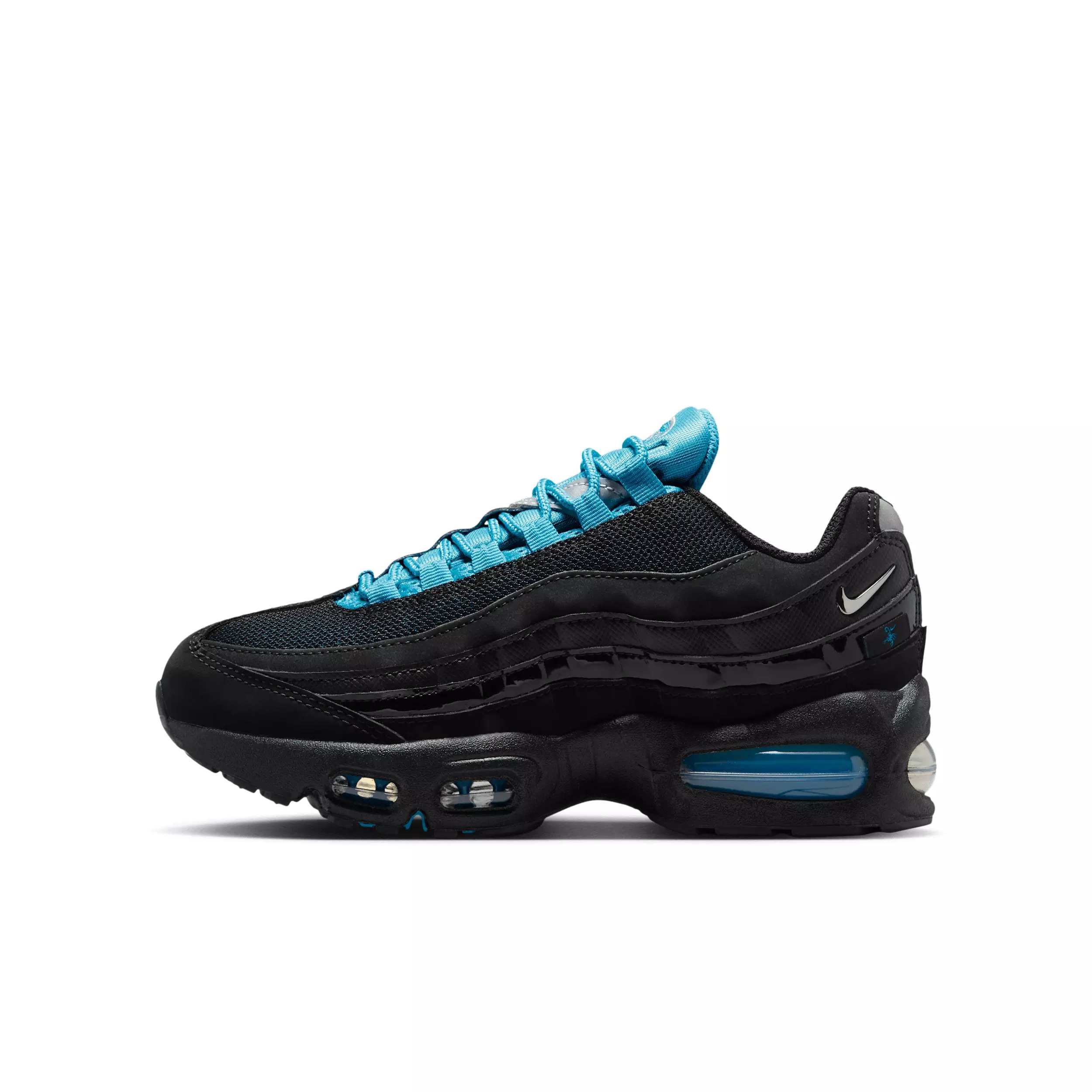 Nike Air Max 95 Big Bubble SE "Black/Gamma Blue/Metallic Silver/Chrome" Grade School Boys' Shoe - BLACK/BLUE/SILVER/CHROME