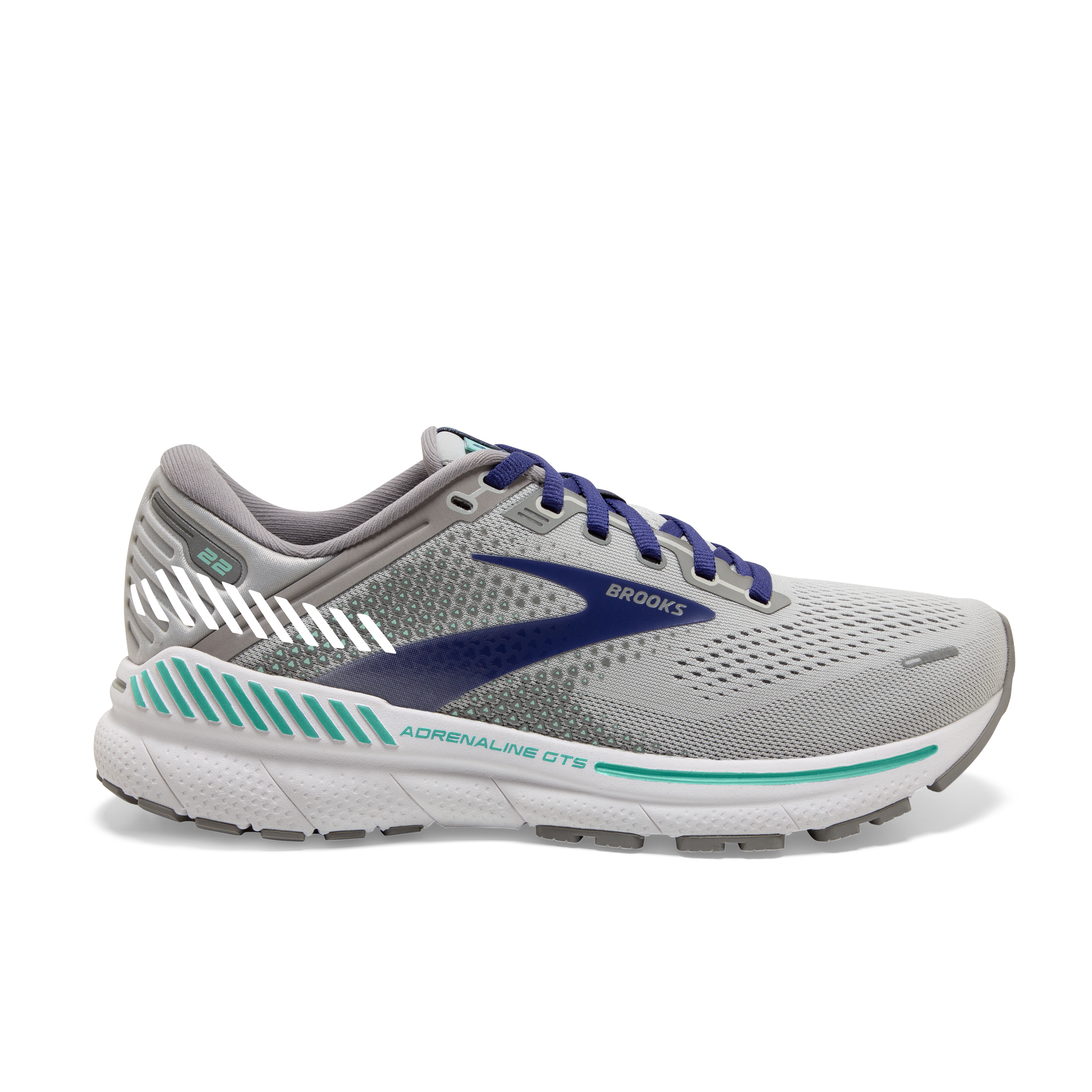Brooks Adrenaline GTS 22 "Grey/Purple/Mint" Women's Wide Running Shoe - GREY/PURPLE/MINT Thumbnail View 1