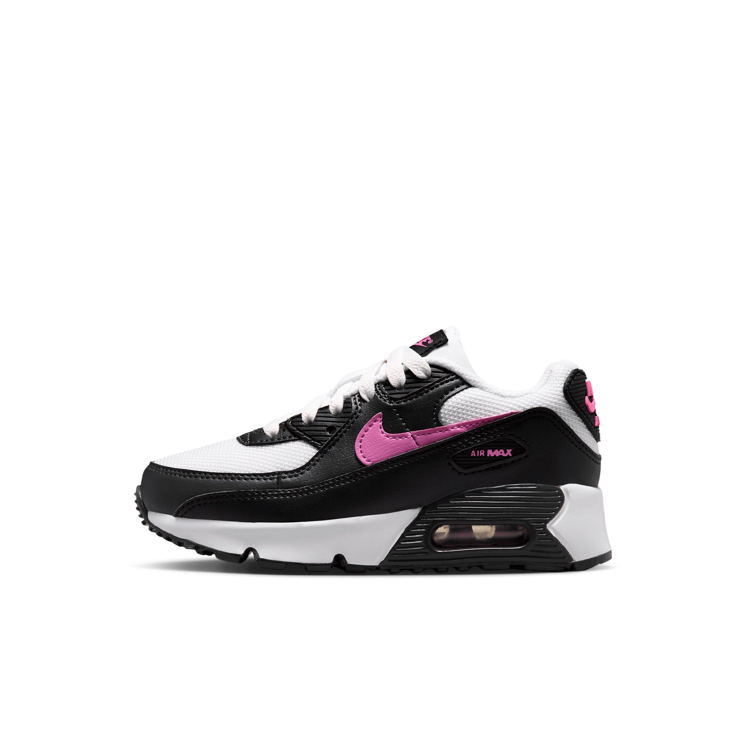 Nike Air Max 90 Mesh Preschool Girls' "White/Black/Anthracite/Playful Pink" Shoe