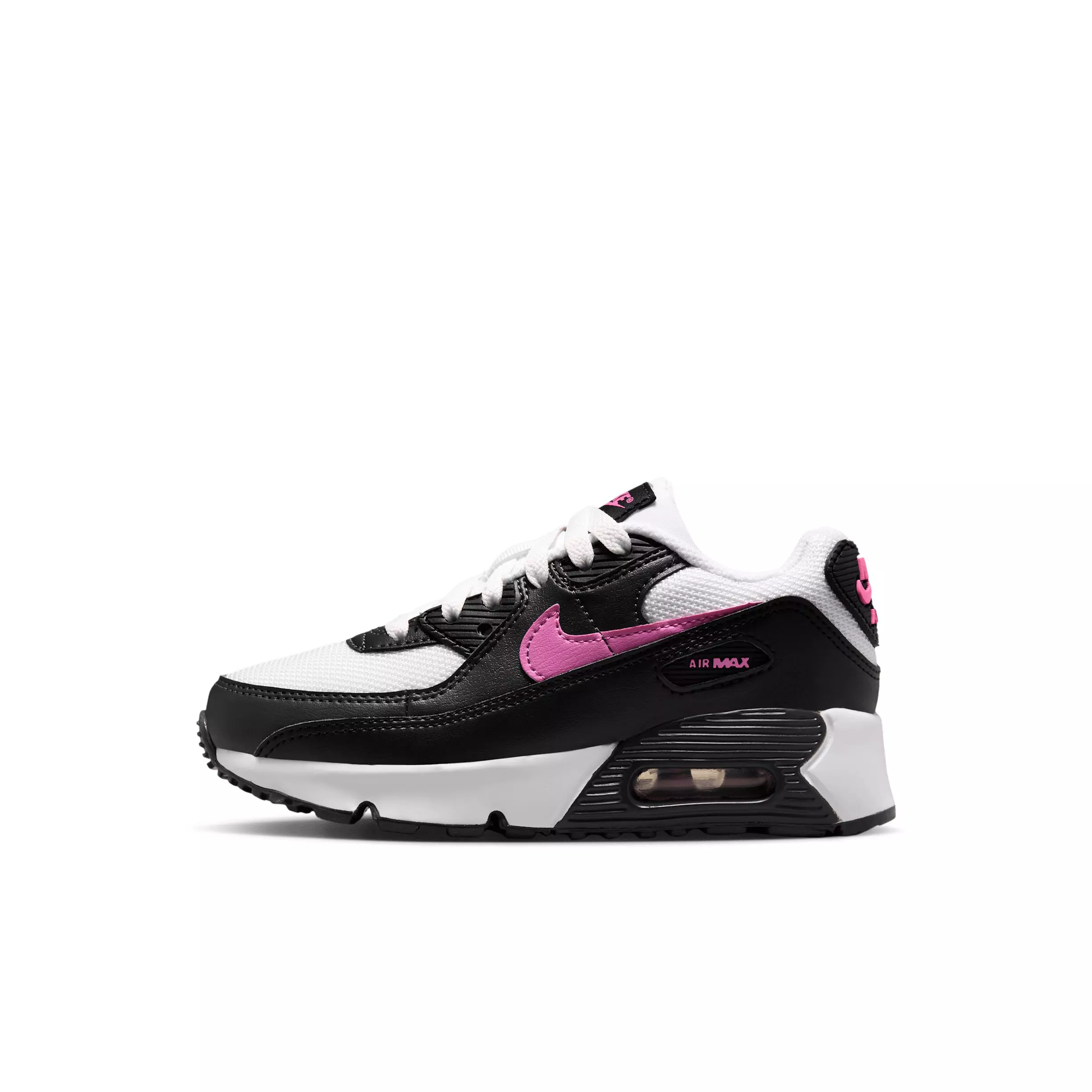 Nike Air Max 90 Mesh "White/Black/Anthracite/Playful Pink" Preschool Girls' Shoe - WHITE/BLACK/ANTHRACITE/PINK