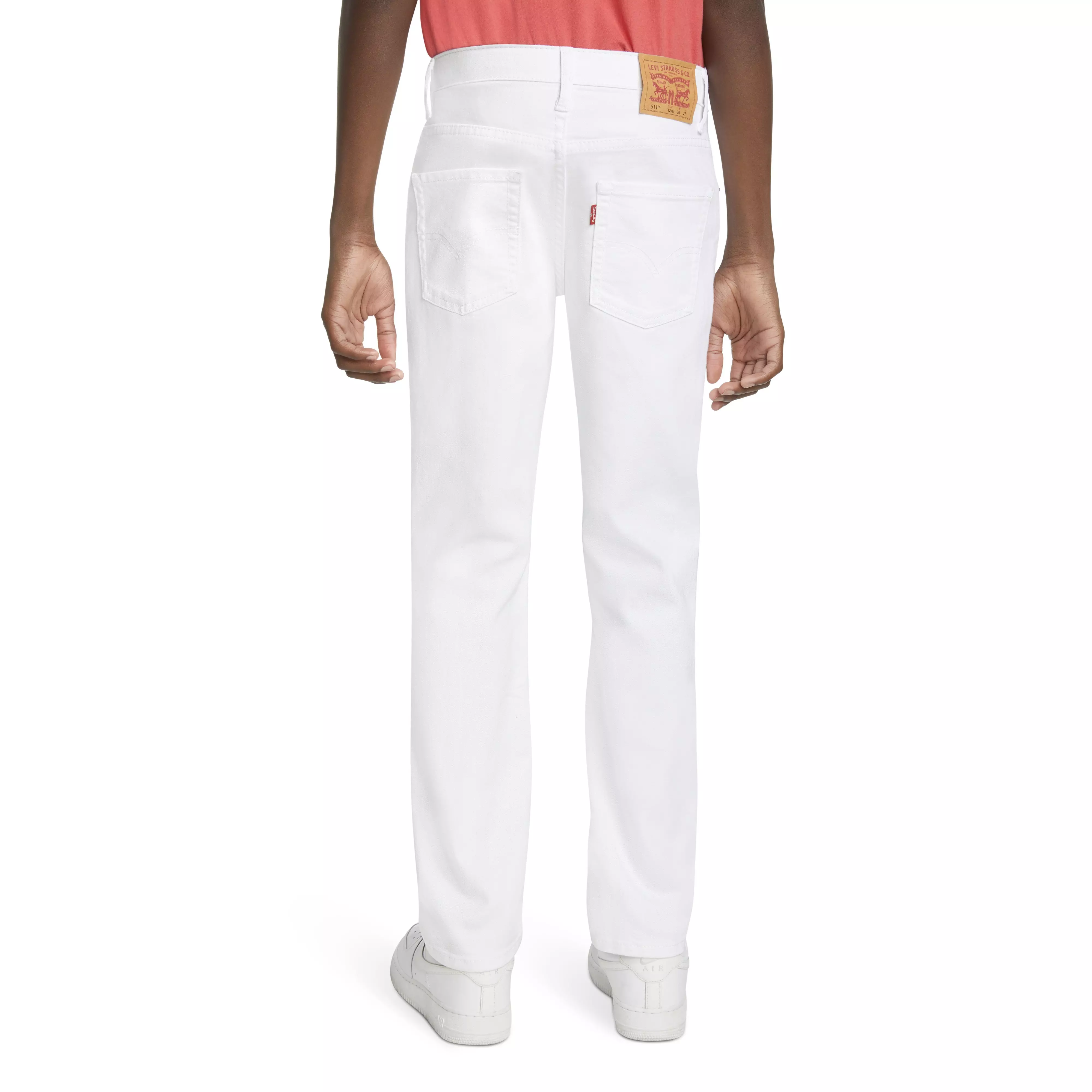Levi's 511 Eco-Soft Performance Slim Fit White Wash Big Boys' White Denim Straight Jeans - WHITE