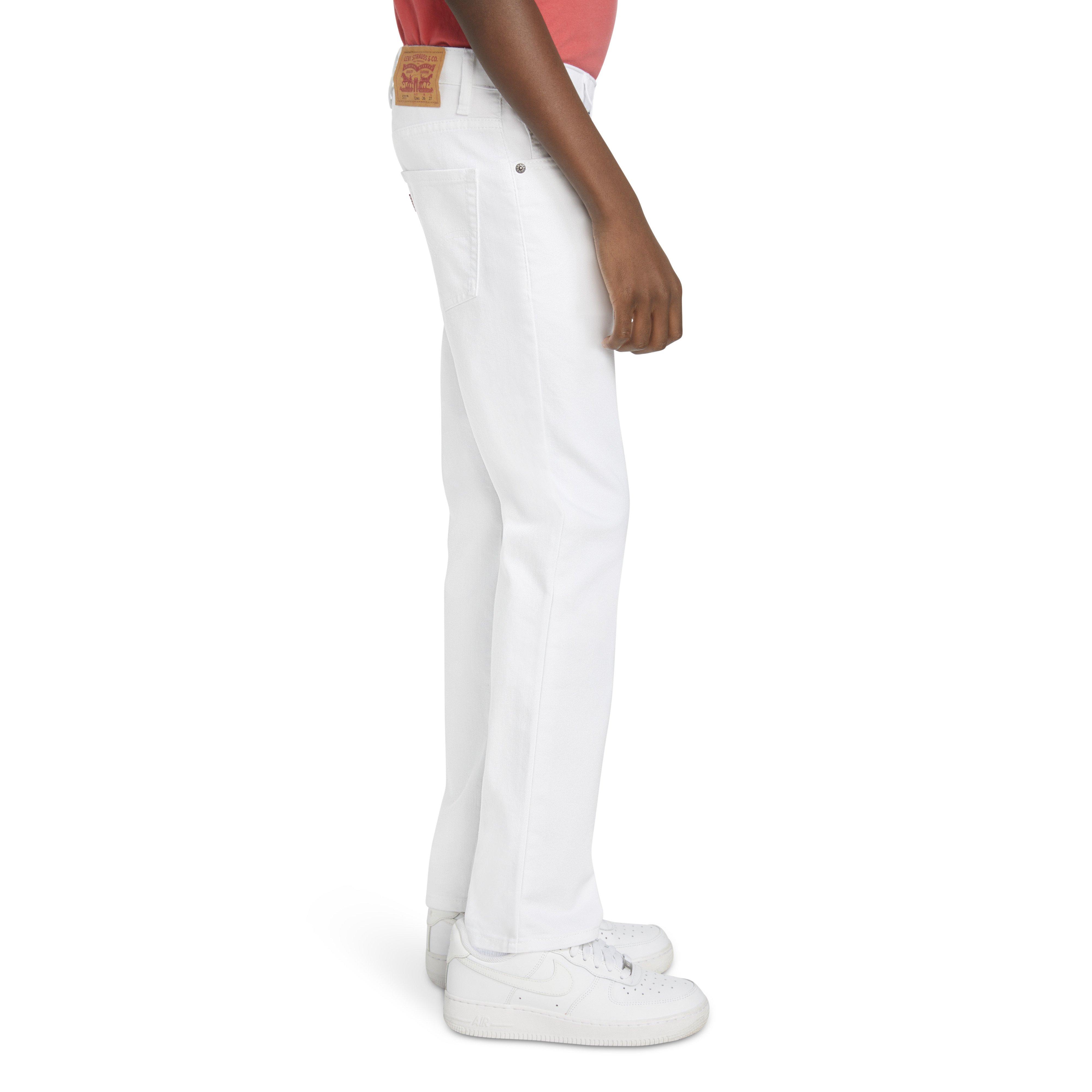 Levi's 511 Eco-Soft Performance Slim Fit White Wash Big Boys' White Denim Straight Jeans - WHITE Thumbnail View 3