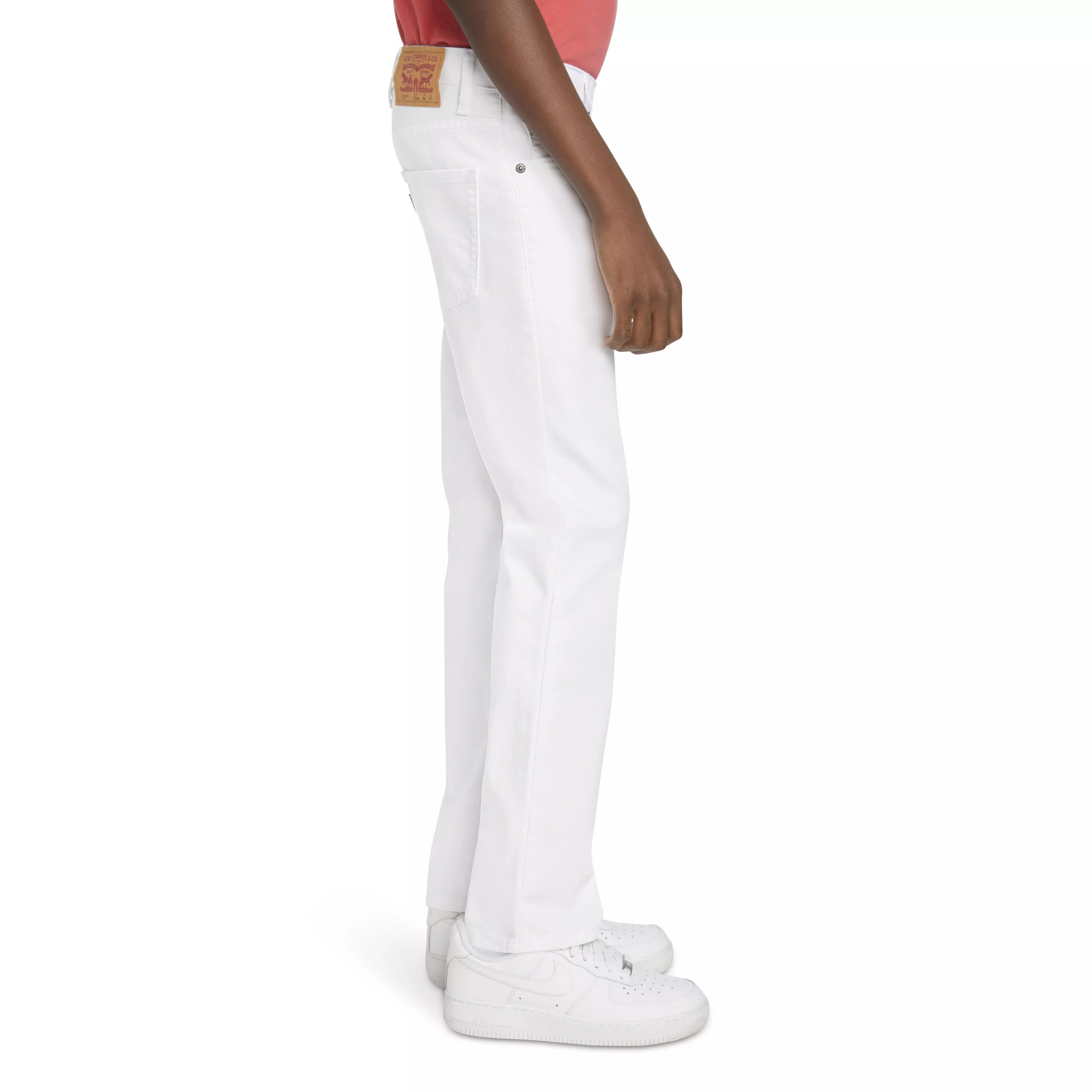 Levi's 511 Eco-Soft Performance Slim Fit White Wash Big Boys' White Denim Straight Jeans - WHITE