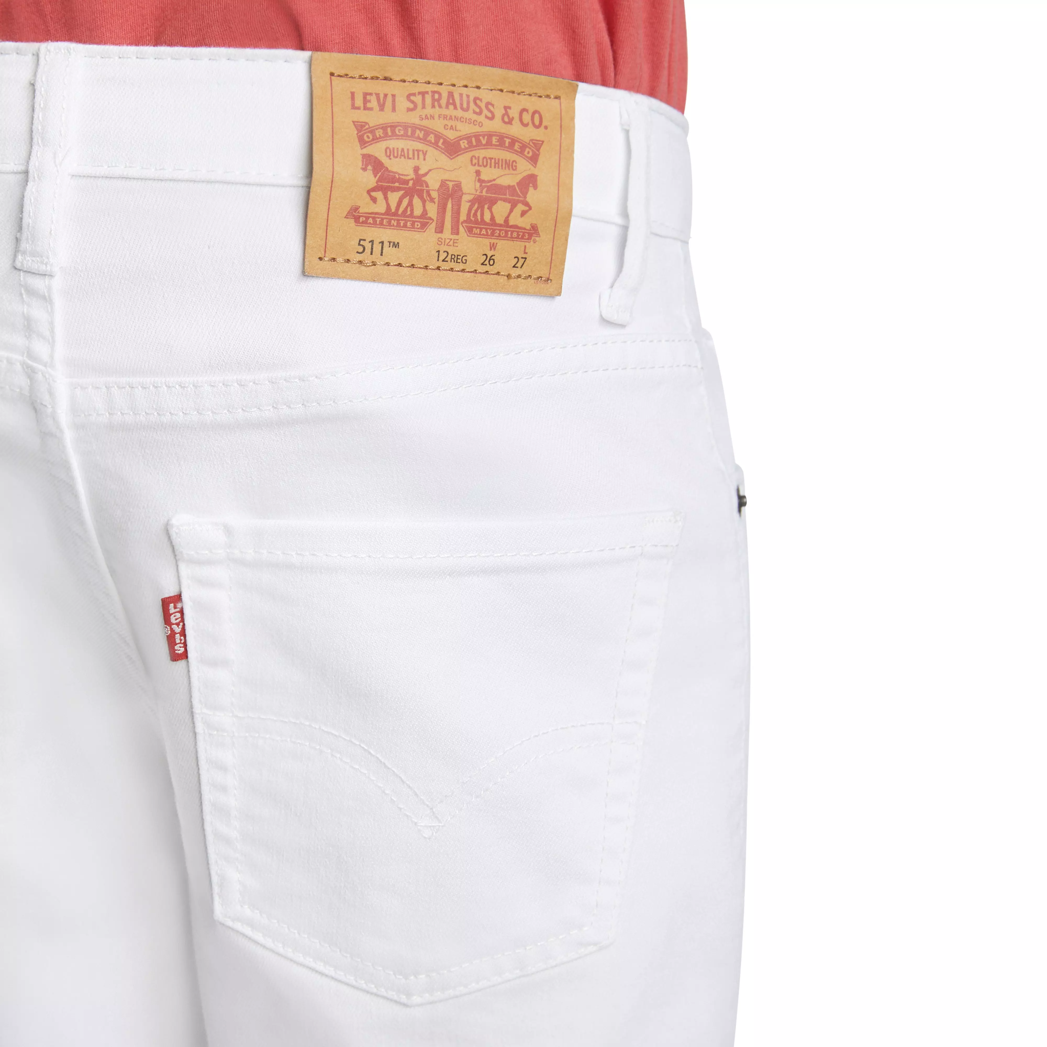 Levi's 511 Eco-Soft Performance Slim Fit White Wash Big Boys' White Denim Straight Jeans - WHITE