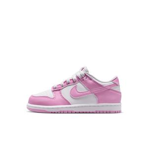 Nike Dunk Low "White/White/White/Pink Rise" Preschool Girls' Shoe