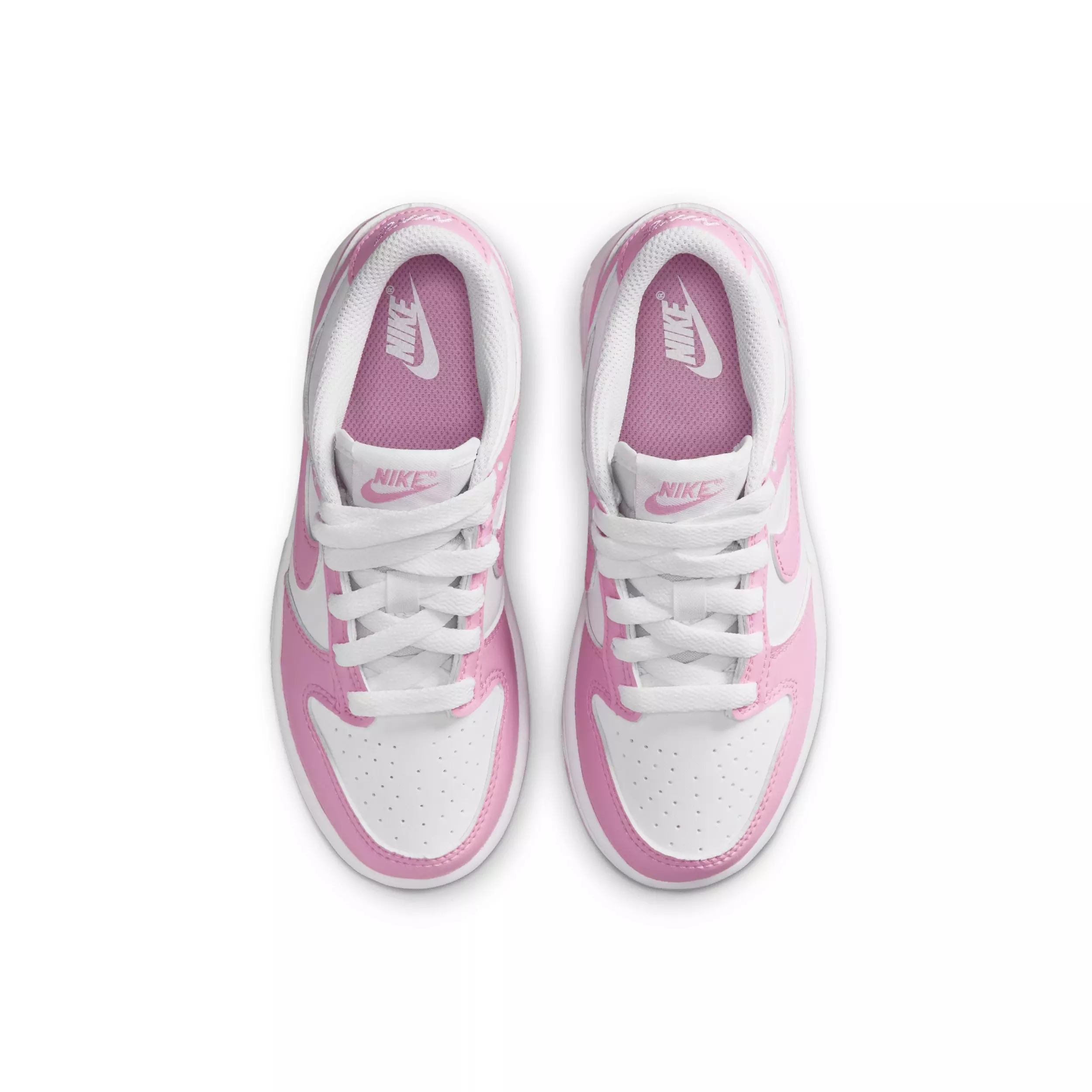 Nike Dunk Low "White/White/White/Pink Rise" Preschool Girls' Shoe - WHITE/WHITE/WHITE/PINK