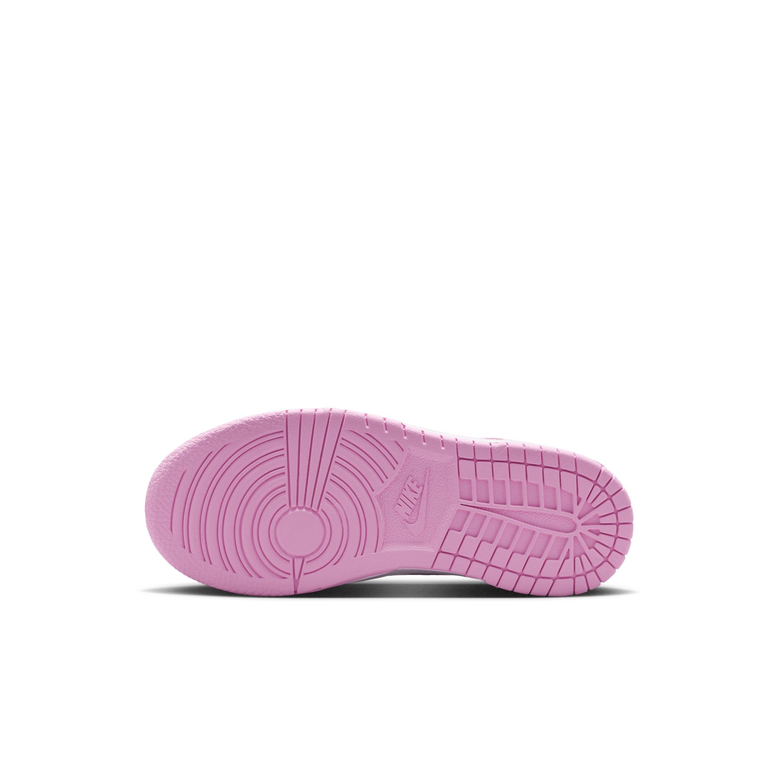 Nike Dunk Low "White/White/White/Pink Rise" Preschool Girls' Shoe - WHITE/WHITE/WHITE/PINK Thumbnail View 6