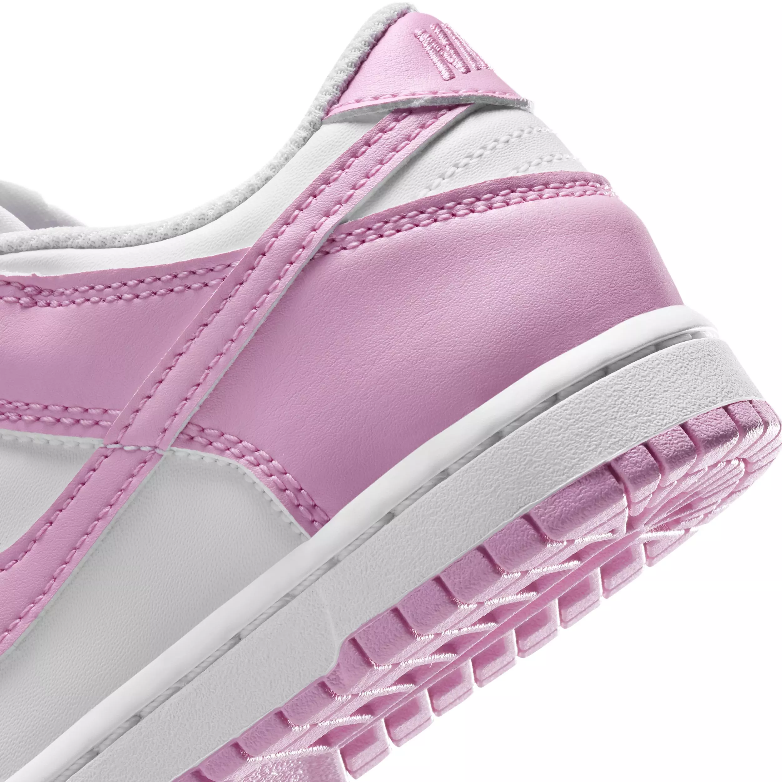 Nike Dunk Low "White/White/White/Pink Rise" Preschool Girls' Shoe - WHITE/WHITE/WHITE/PINK