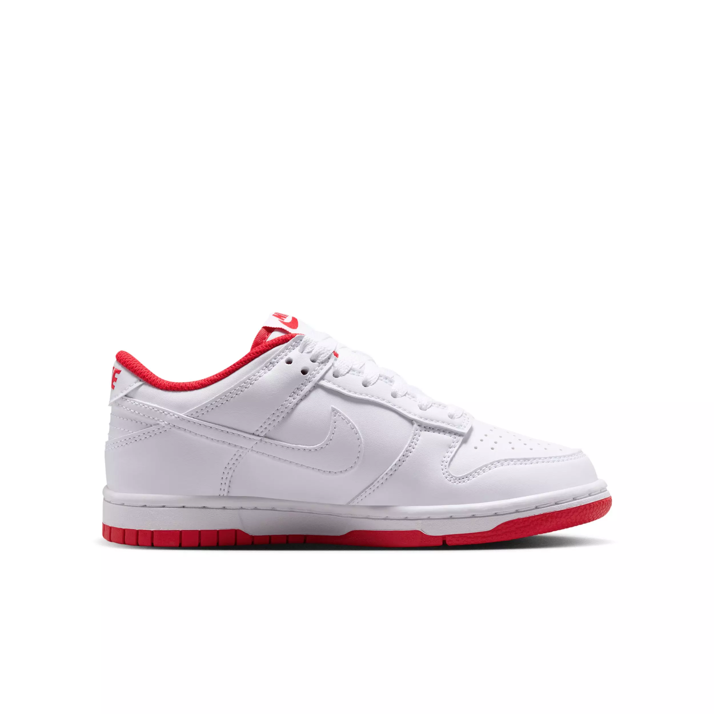 Nike Dunk Low "White/University Red/White" Grade School Boys' Shoe - WHITE/RED/WHITE