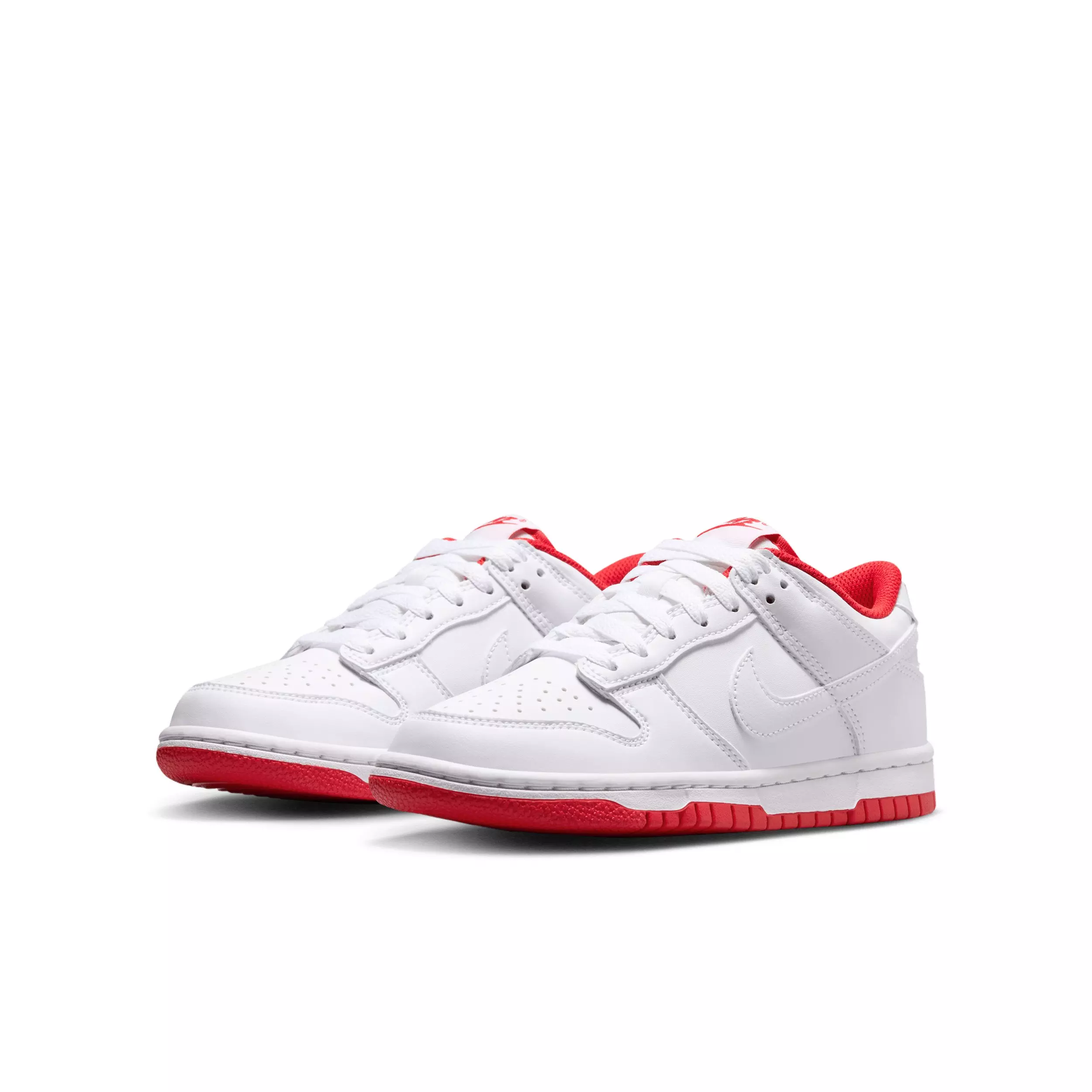 Nike Dunk Low "White/University Red/White" Grade School Boys' Shoe - WHITE/RED/WHITE