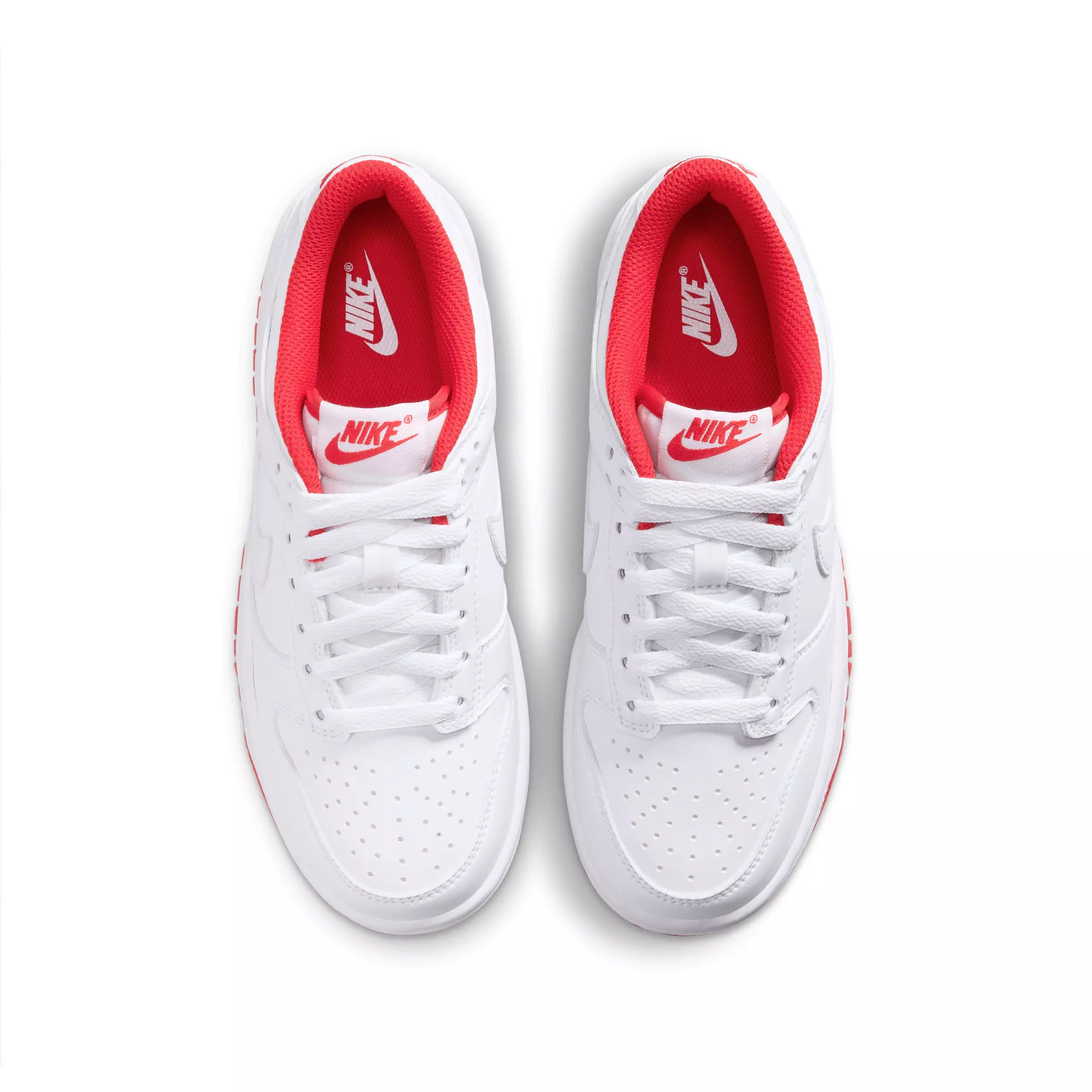 Nike Dunk Low "White/University Red/White" Grade School Boys' Shoe - WHITE/RED/WHITE