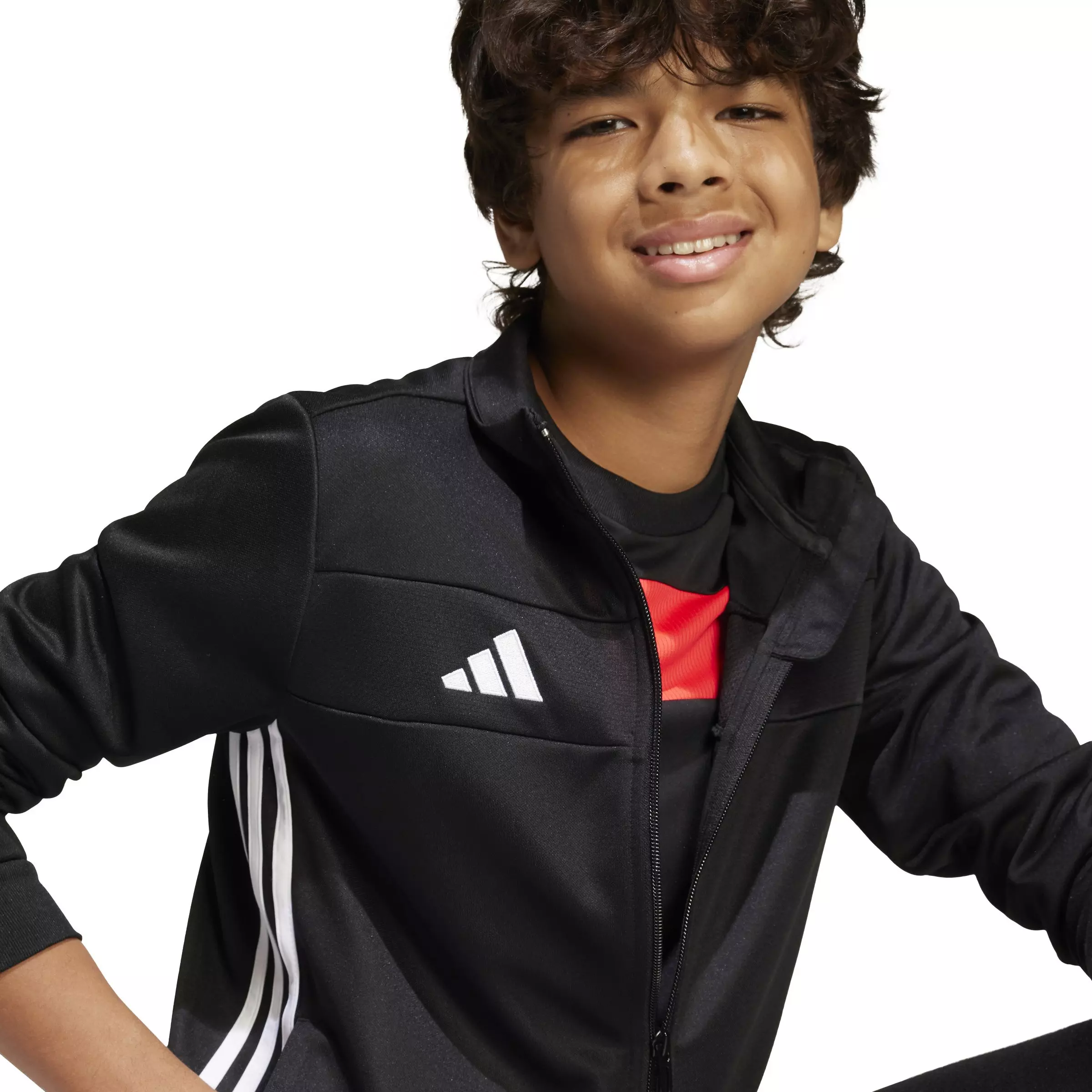 adidas ​Big Kids' Tiro 25 Essentials​ Soccer Trai​ning Jacket -Black/White - BLACK/WHITE