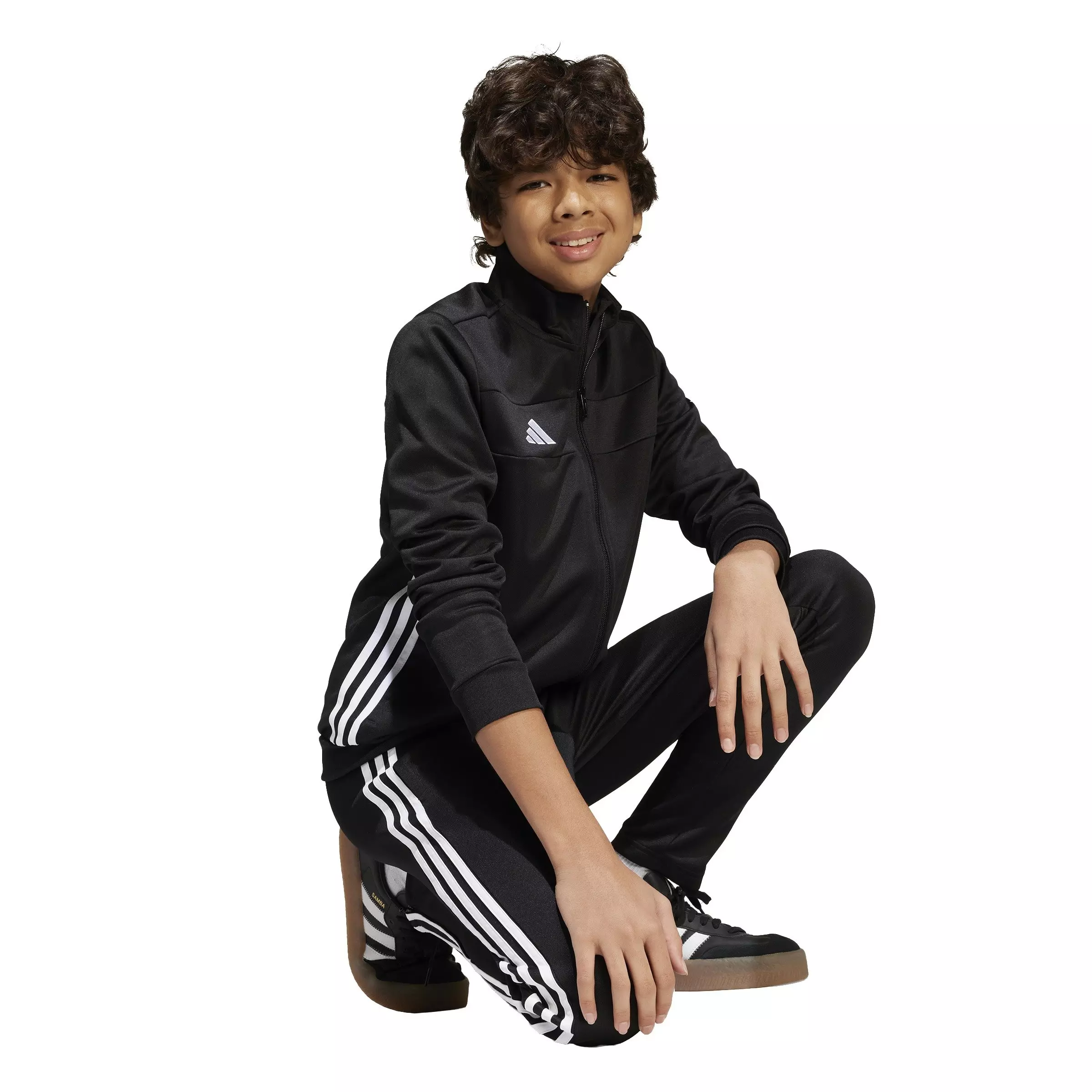 adidas ​Big Kids' Tiro 25 Essentials​ Soccer Trai​ning Jacket -Black/White - BLACK/WHITE