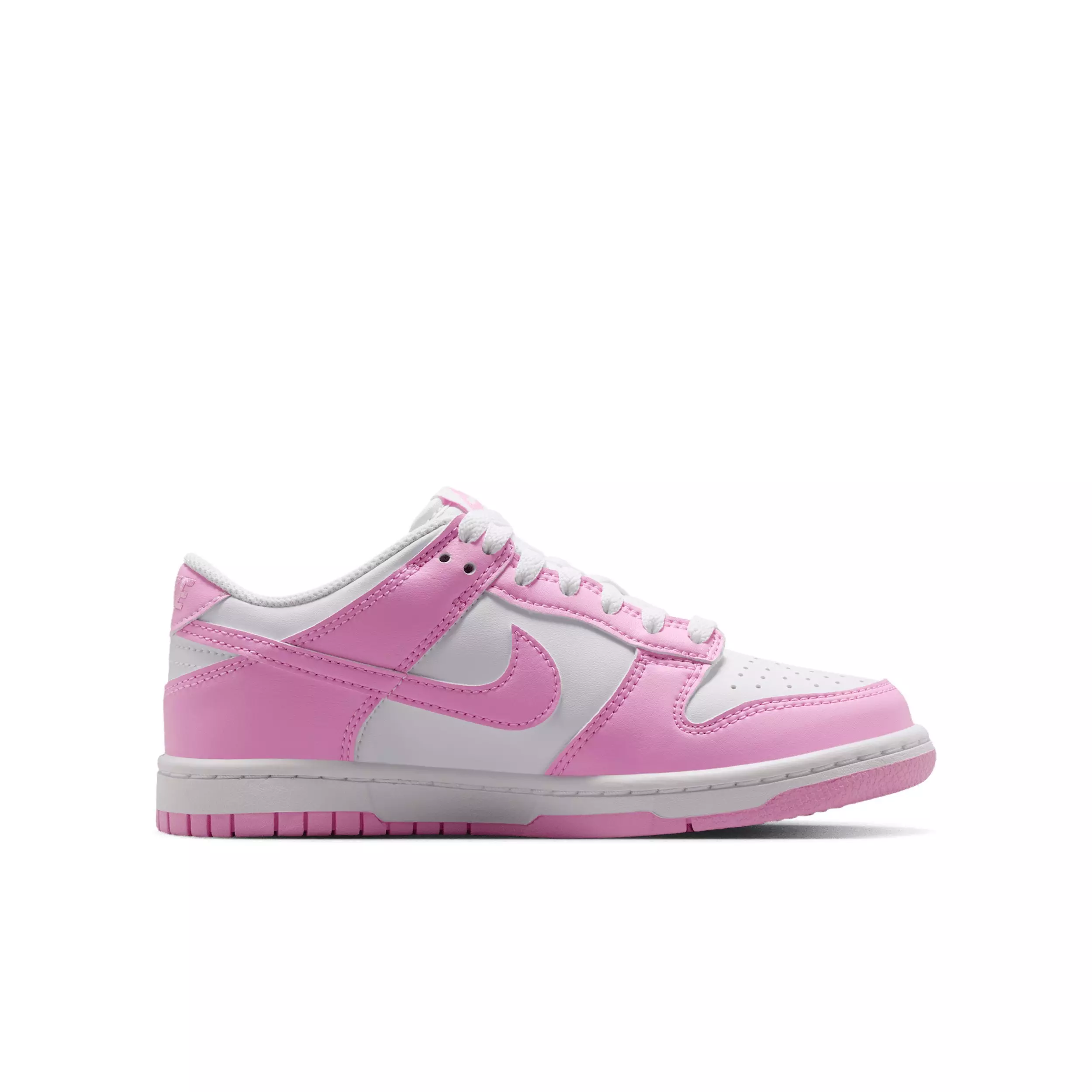 Nike Dunk Low "White/White/White/Pink Rise" Grade School Girls' Shoe - WHITE/WHITE/WHITE/PINK