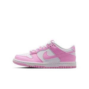Nike Dunk Low "White/White/White/Pink Rise" Grade School Girls' Shoe