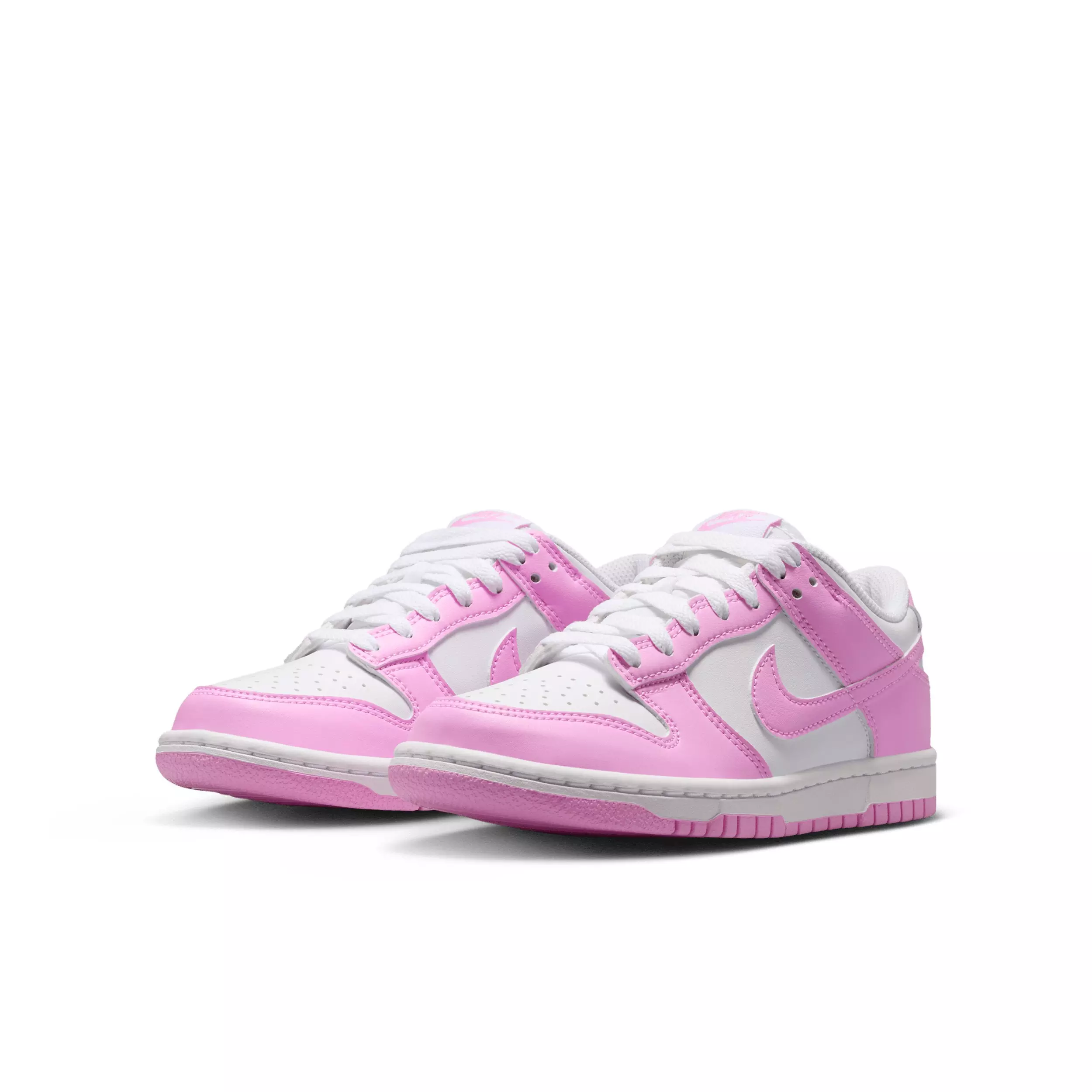 Nike Dunk Low "White/White/White/Pink Rise" Grade School Girls' Shoe - WHITE/WHITE/WHITE/PINK