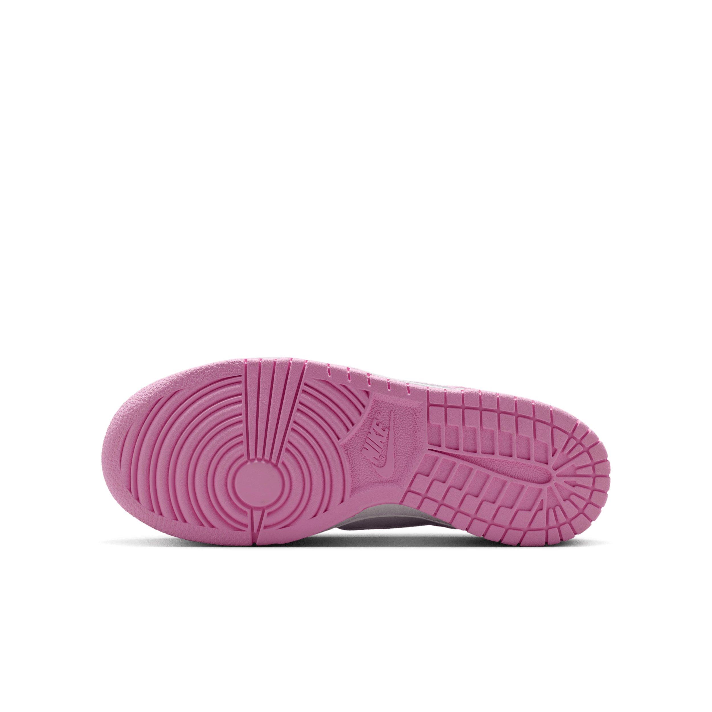 Nike Dunk Low "White/White/White/Pink Rise" Grade School Girls' Shoe - WHITE/WHITE/WHITE/PINK Thumbnail View 6