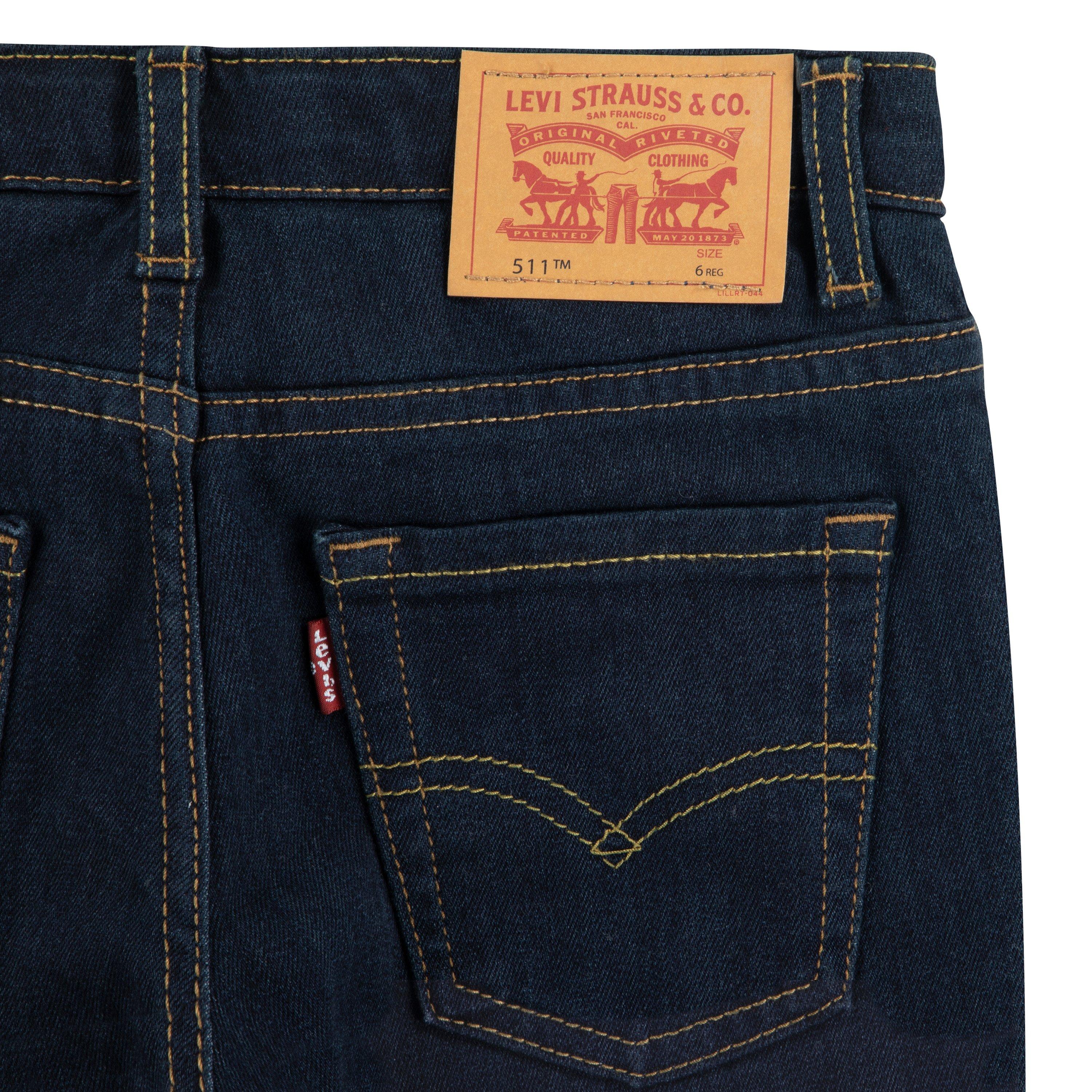 Levi's 511 Eco-Soft Performance Slim Fit Dark Wash Little Boys' Dark Blue Denim Straight Jeans - DK BLUE Thumbnail View 7