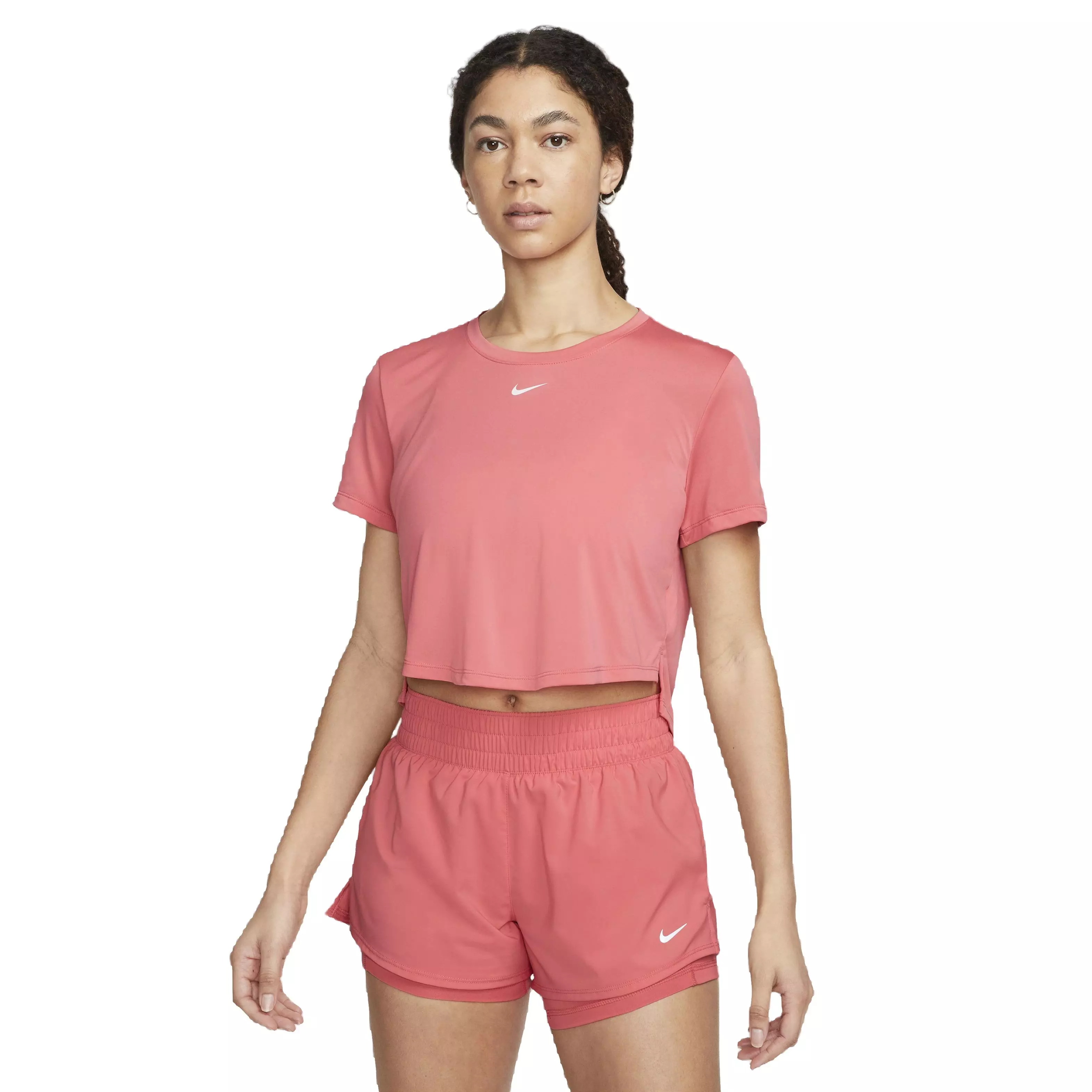 Nike Women's One Dri-FIT Standard Fit Short Sleeve Crop Top - PINK