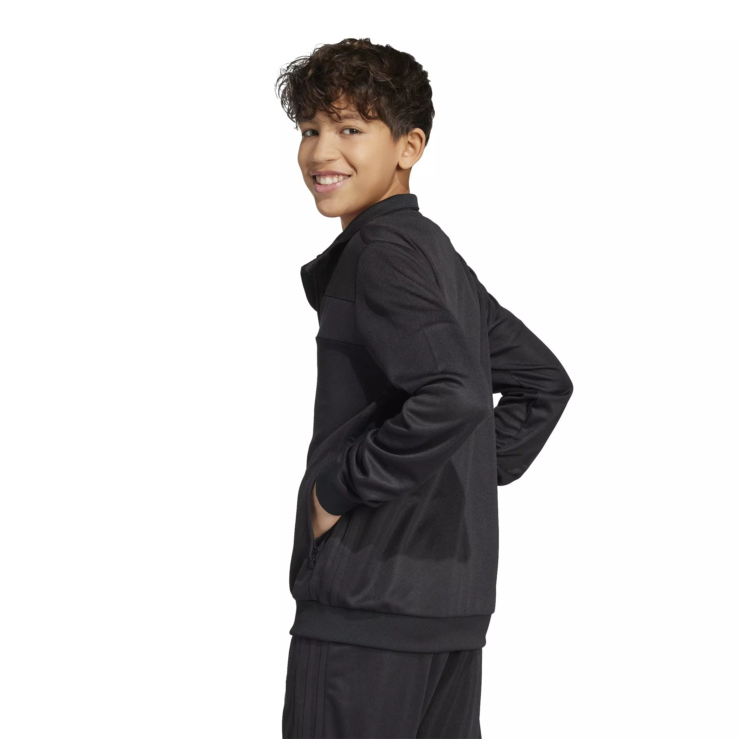 adidas ​Big Kids' Tiro 25 Essentials​ Soccer Trai​ning Jacket - Black - BLACK