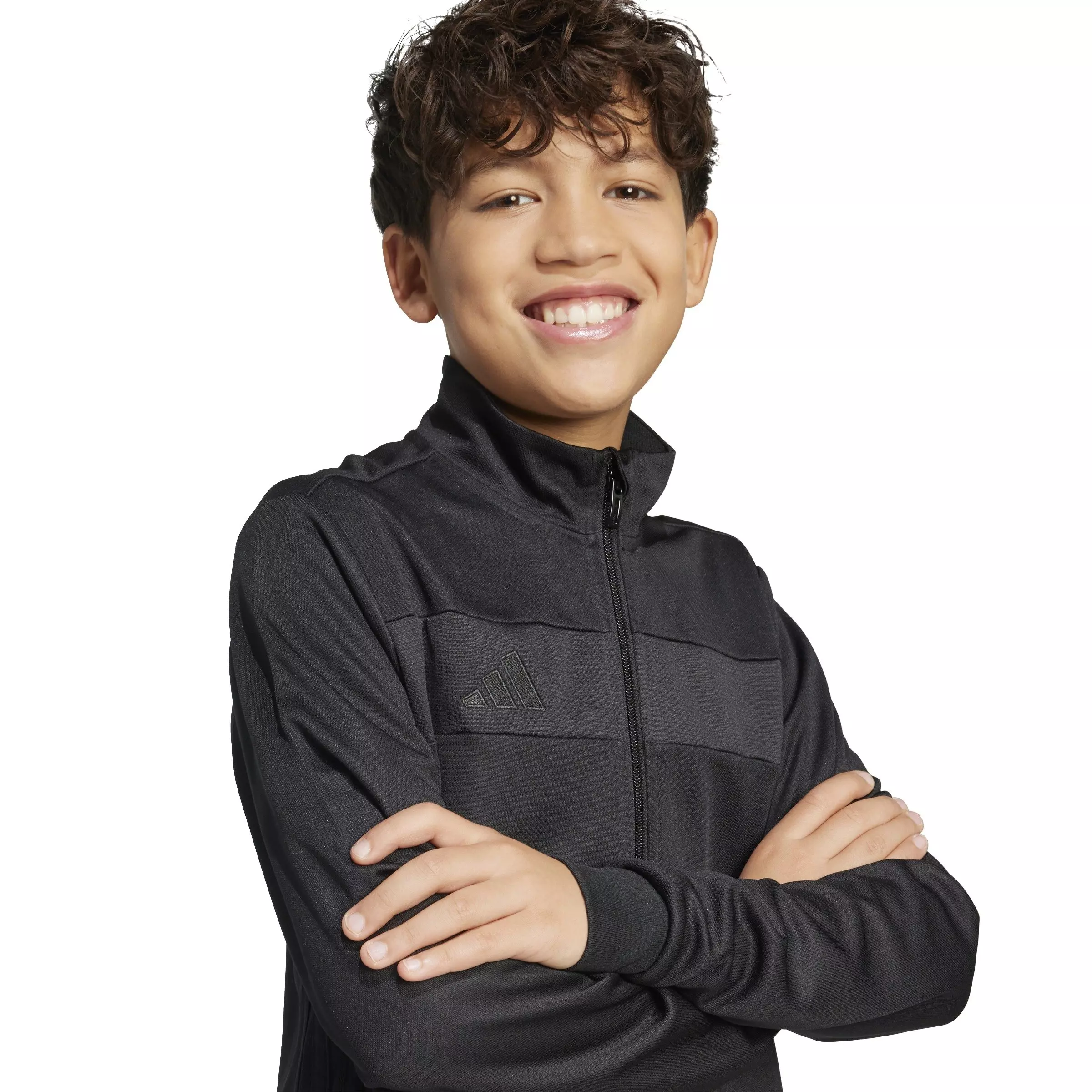 adidas ​Big Kids' Tiro 25 Essentials​ Soccer Trai​ning Jacket -Black - BLACK