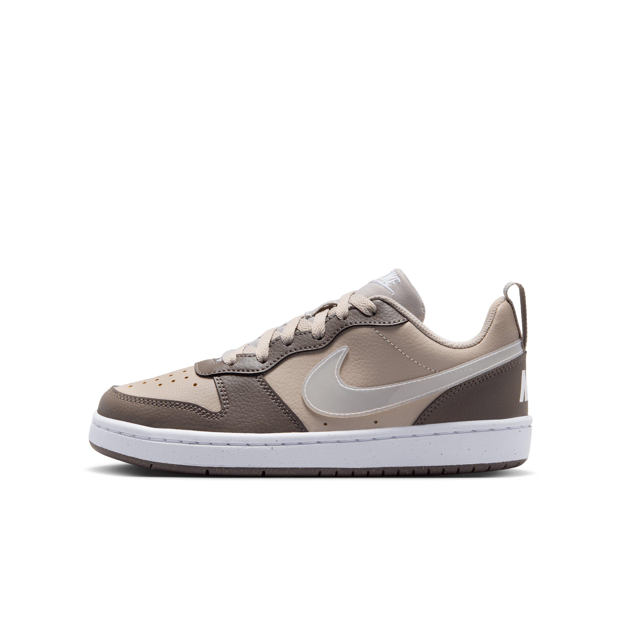 Nike Court Borough Low "Moon Particle/Cave Stone/White/White" Grade School Boys' Shoe - MOON/STONE/WHITE/WHITE