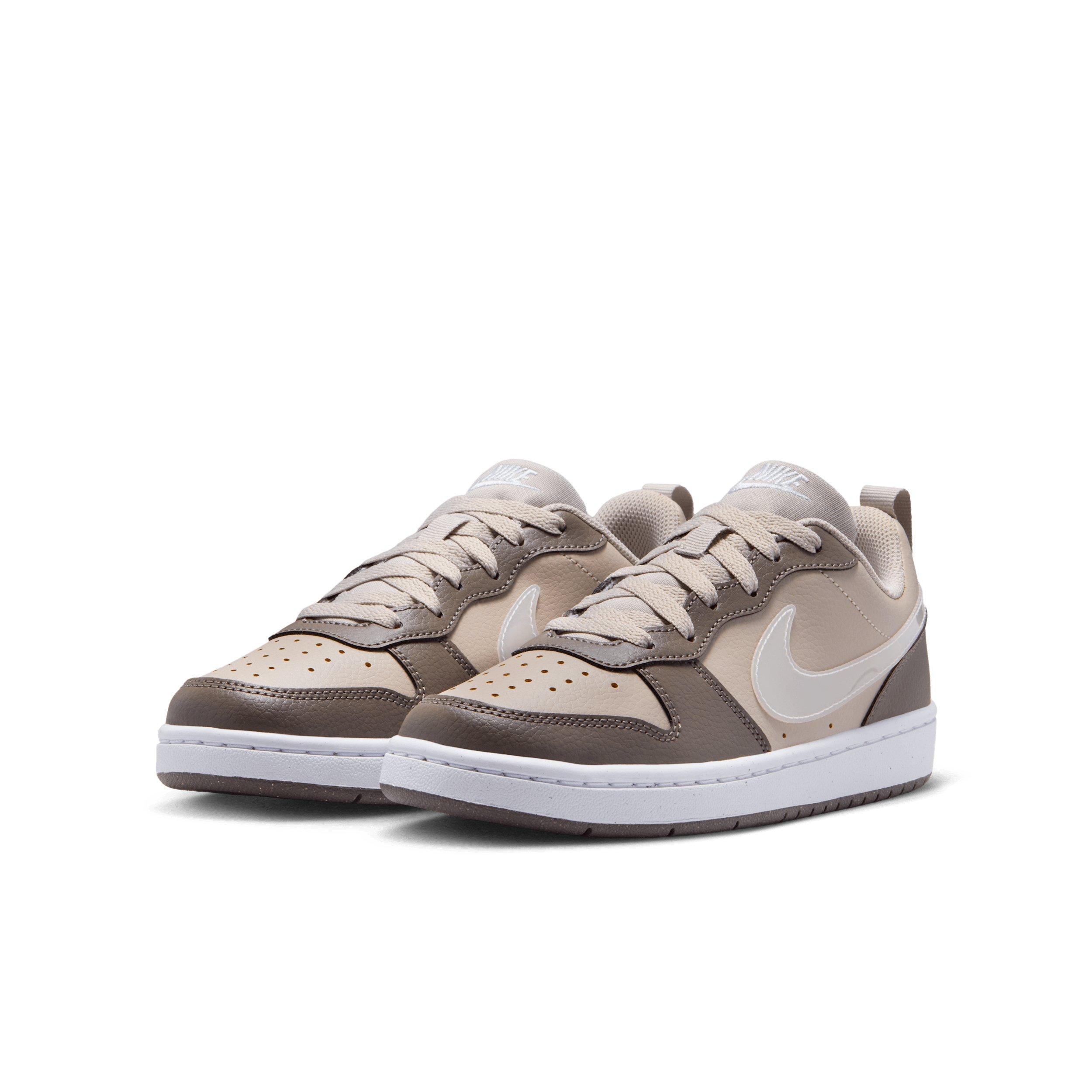 Nike Court Borough Low "Moon Particle/Cave Stone/White/White" Grade School Boys' Shoe - MOON/STONE/WHITE/WHITE