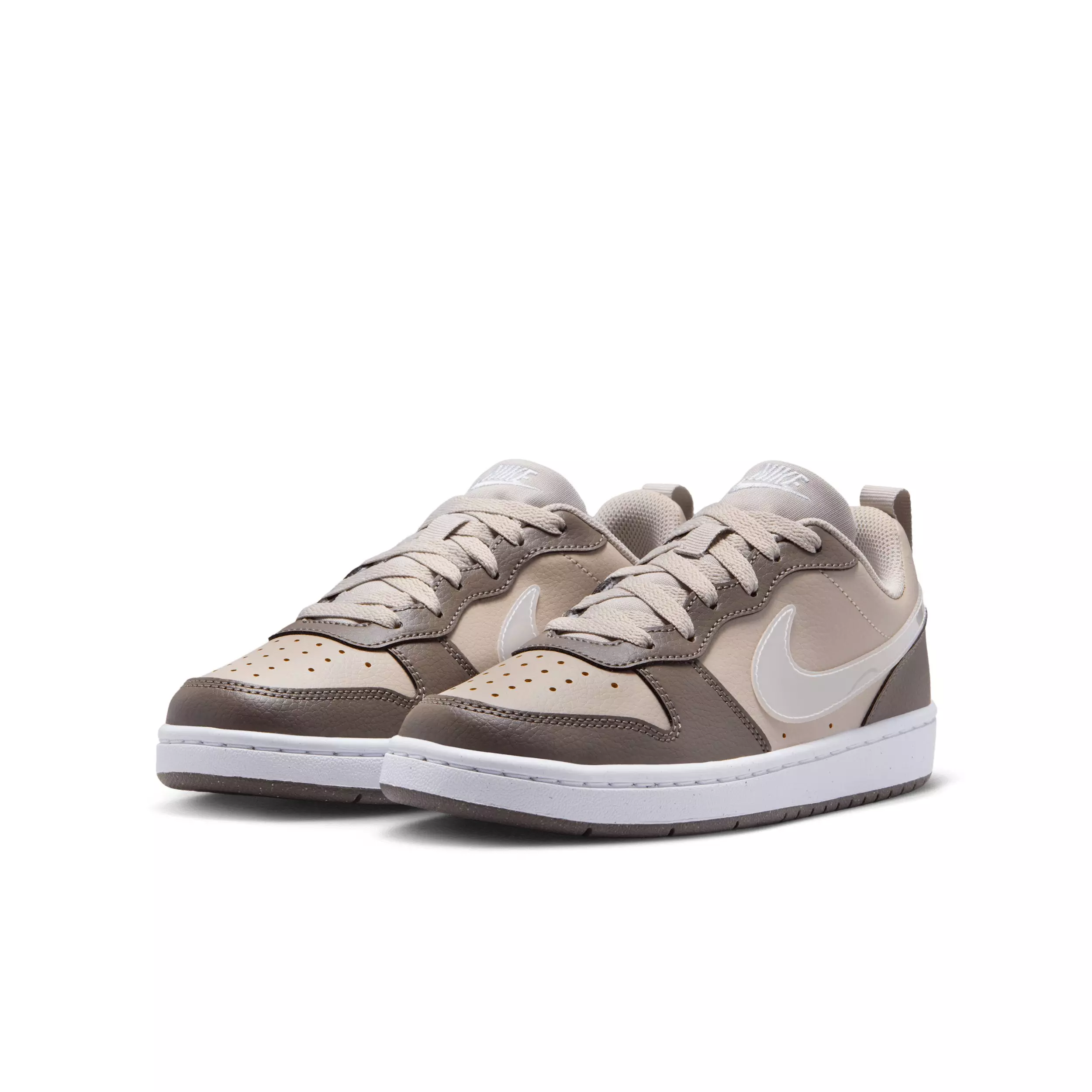 Nike Court Borough Low "Moon Particle/Cave Stone/White/White" Grade School Boys' Shoe - MOON/STONE/WHITE/WHITE