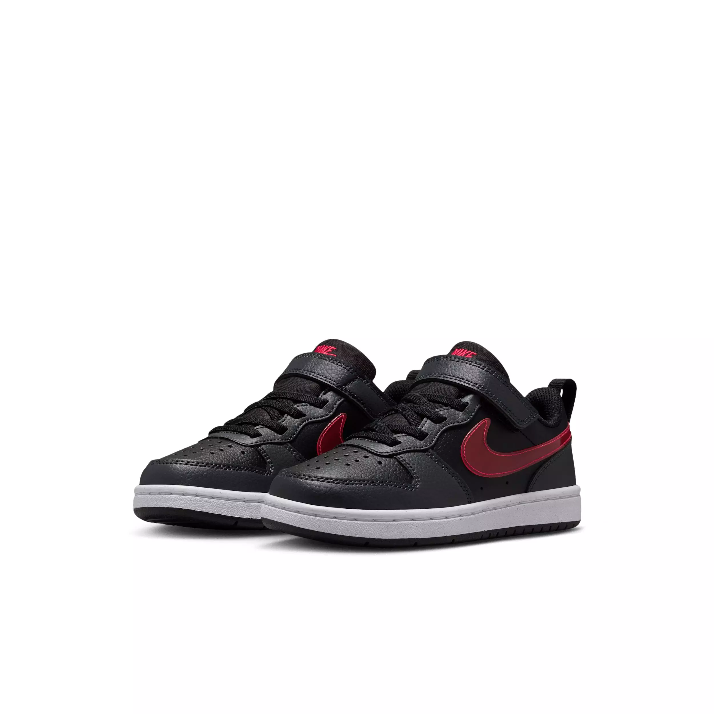 Nike Court Borough Low "Black/Anthracite/White/University Red" Preschool Boys' Shoe - BLACK/ANTHRACITE/WHITE/RED
