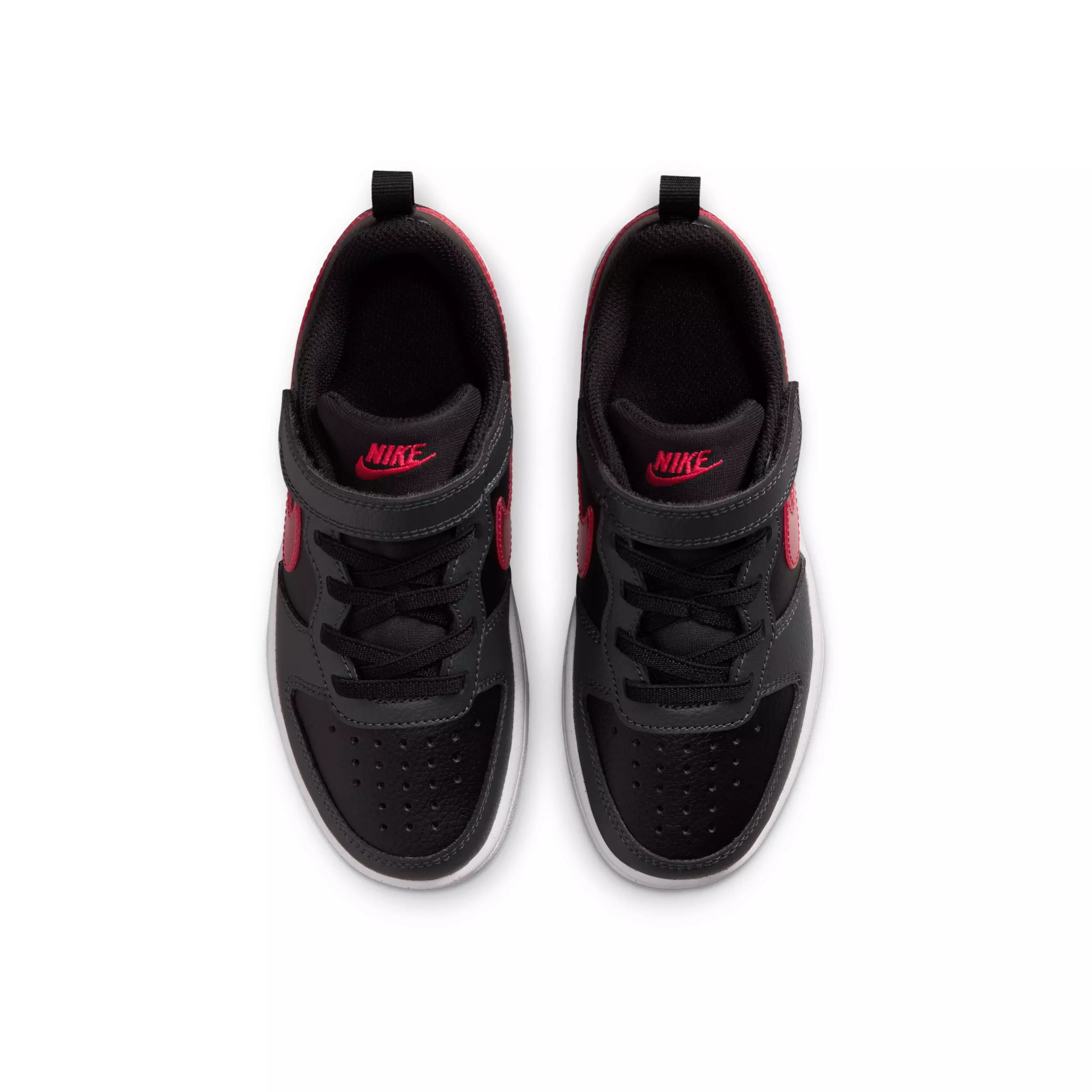 Nike Court Borough Low "Black/Anthracite/White/University Red" Preschool Boys' Shoe - BLACK/ANTHRACITE/WHITE/RED