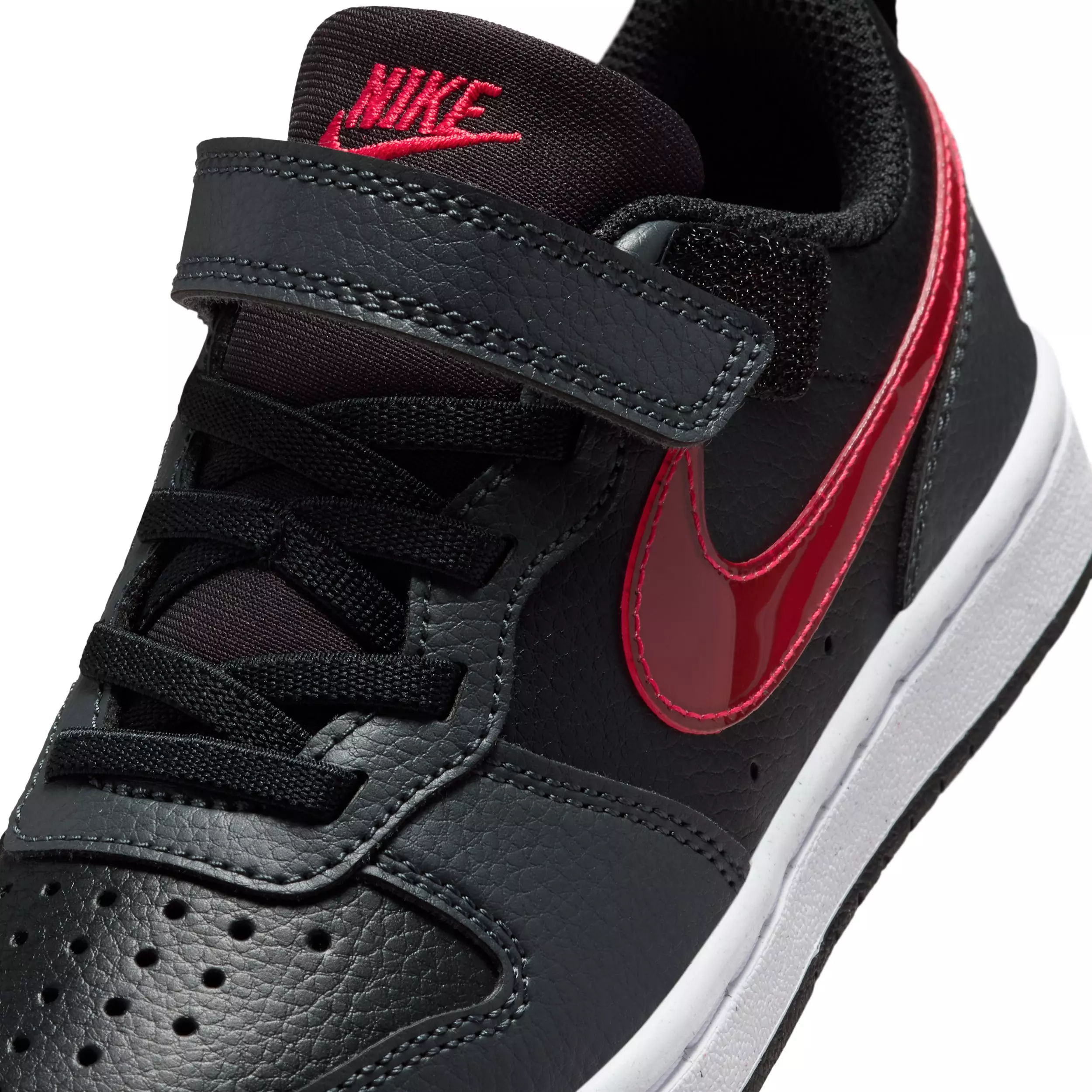 Nike Court Borough Low "Black/Anthracite/White/University Red" Preschool Boys' Shoe - BLACK/ANTHRACITE/WHITE/RED