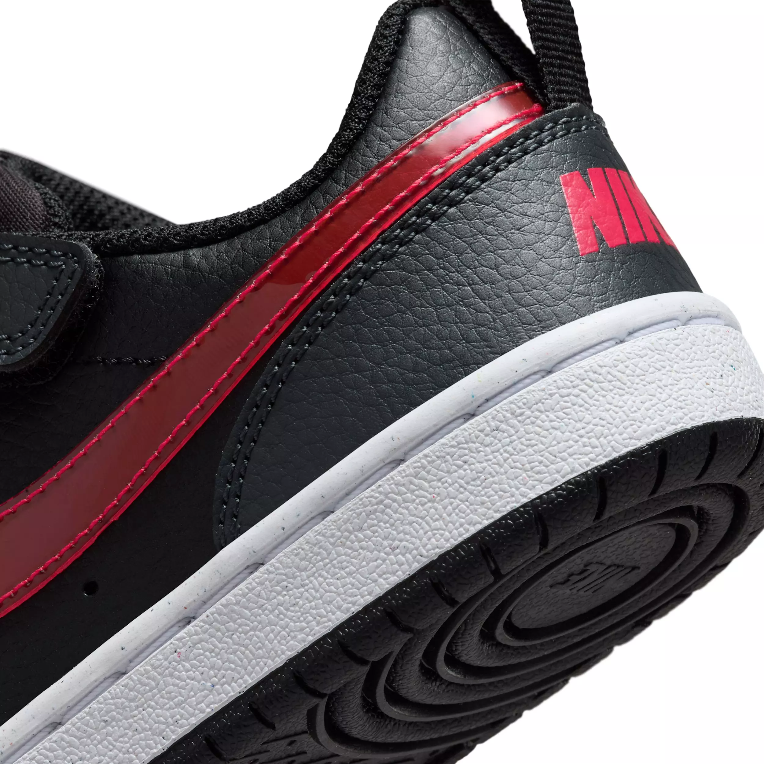 Nike Court Borough Low "Black/Anthracite/White/University Red" Preschool Boys' Shoe - BLACK/ANTHRACITE/WHITE/RED