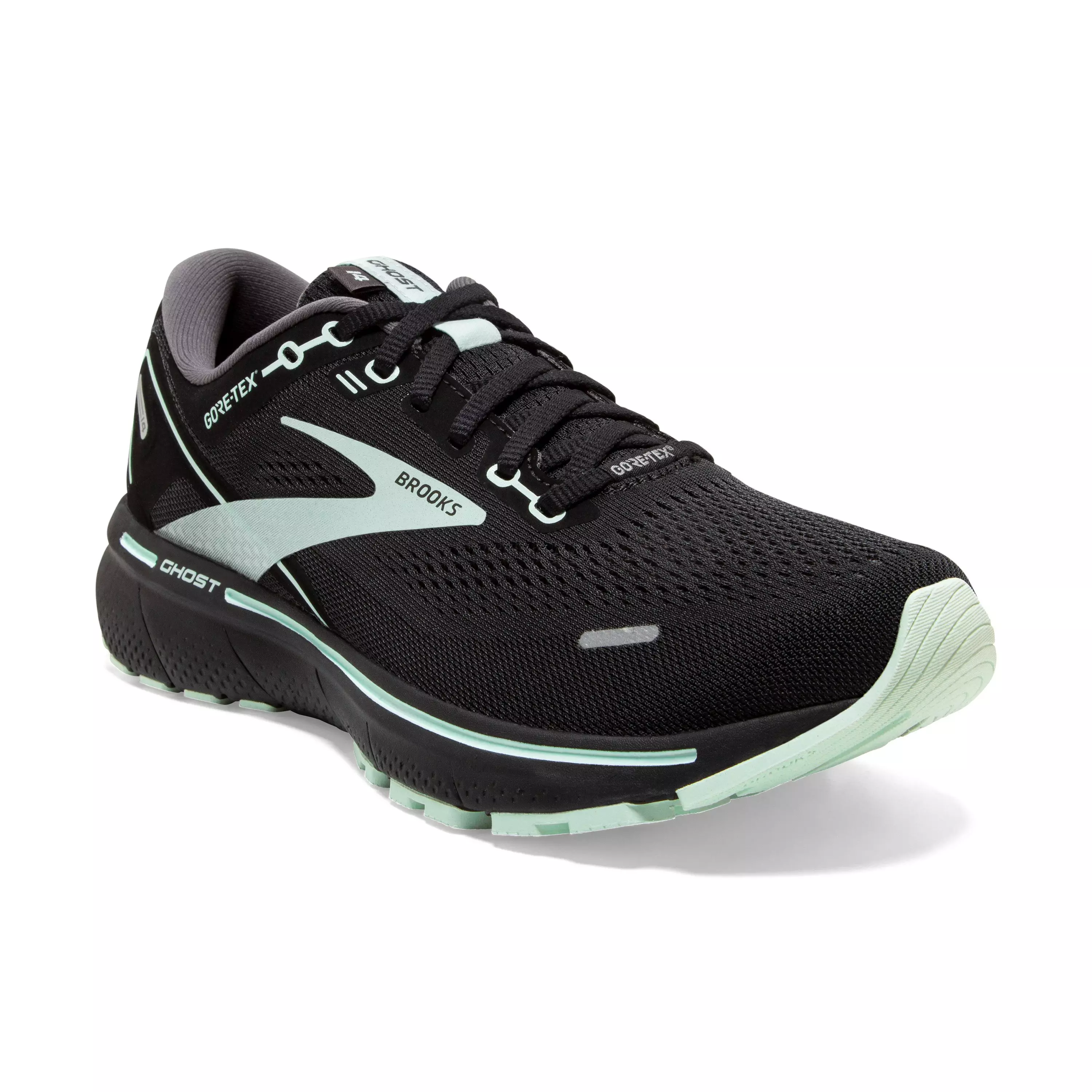 Brooks Ghost 14 GTX "Black/Blackened Pearl/Aquaglass" Women's Running Shoe - BLACK/PEARL/AQUAGLASS