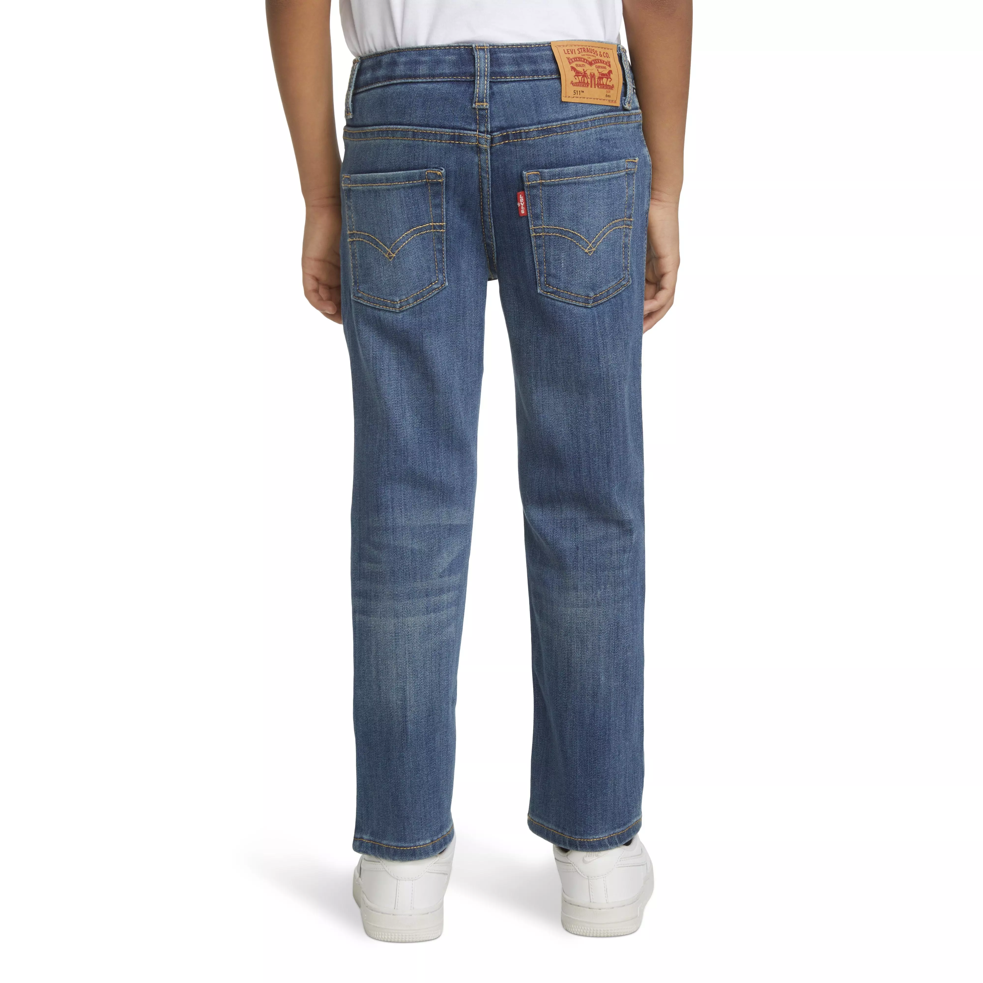 Levi's Little Boys' 511 Eco-Soft Performance Slim Fit Med Wash Well Worn Blue Denim Jeans - WELL WORN BLUE