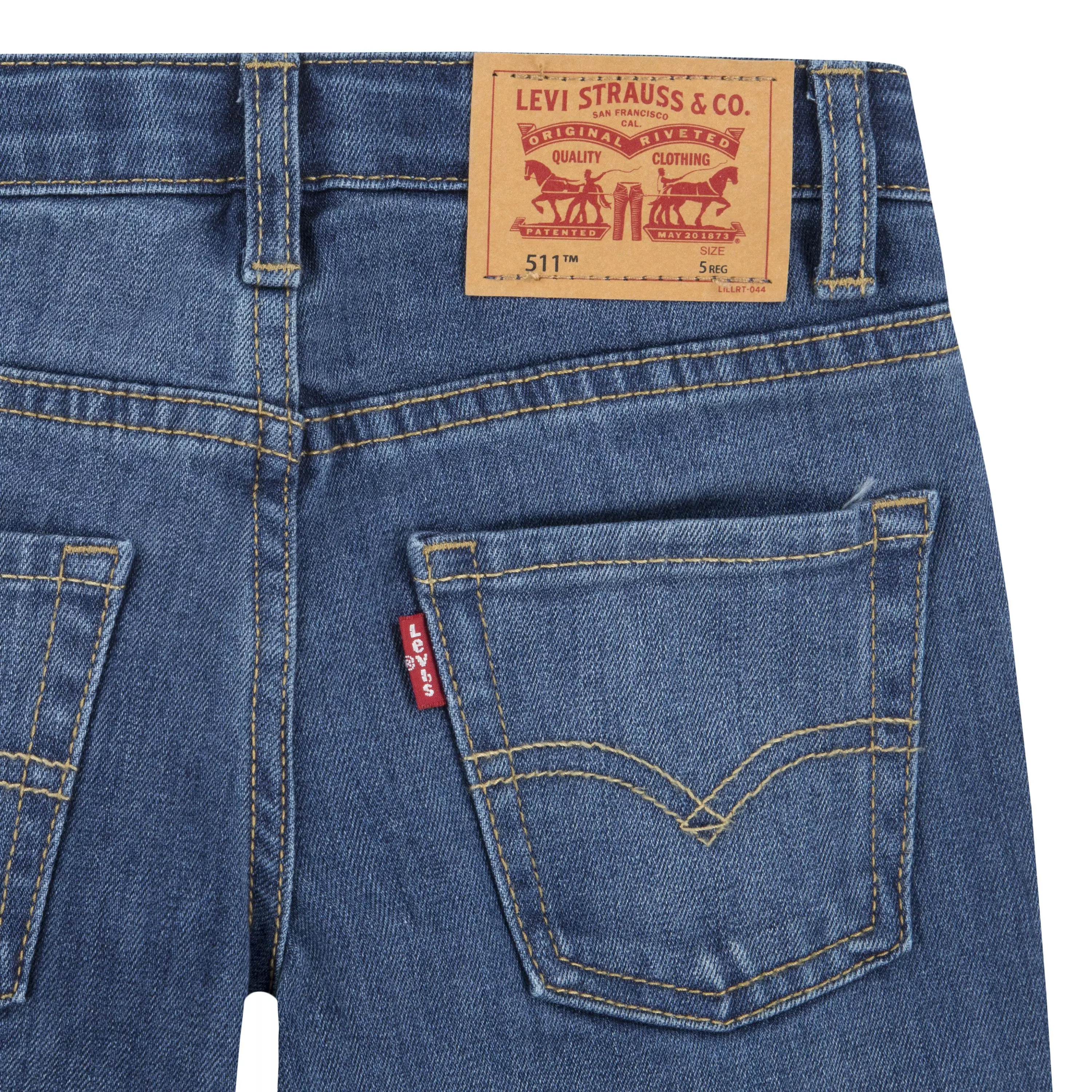 Levi's Little Boys' 511 Eco-Soft Performance Slim Fit Med Wash Well Worn Blue Denim Jeans - WELL WORN BLUE