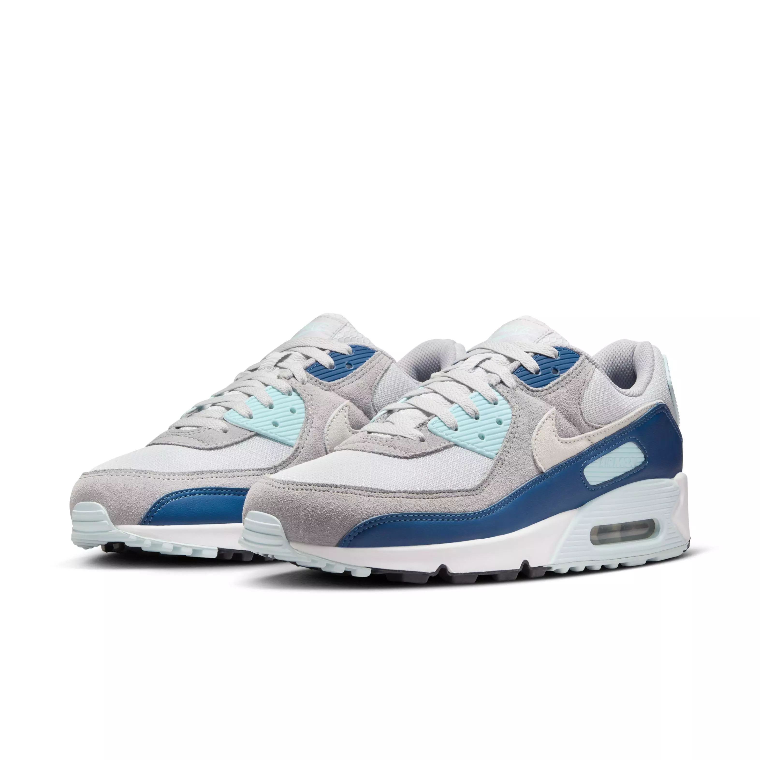 Nike Air Max 90 "Pure Platinum/Glacier Blue/Court Blue/White" Men's Shoe - PLATINUM/BLUE/BLUE/WHITE