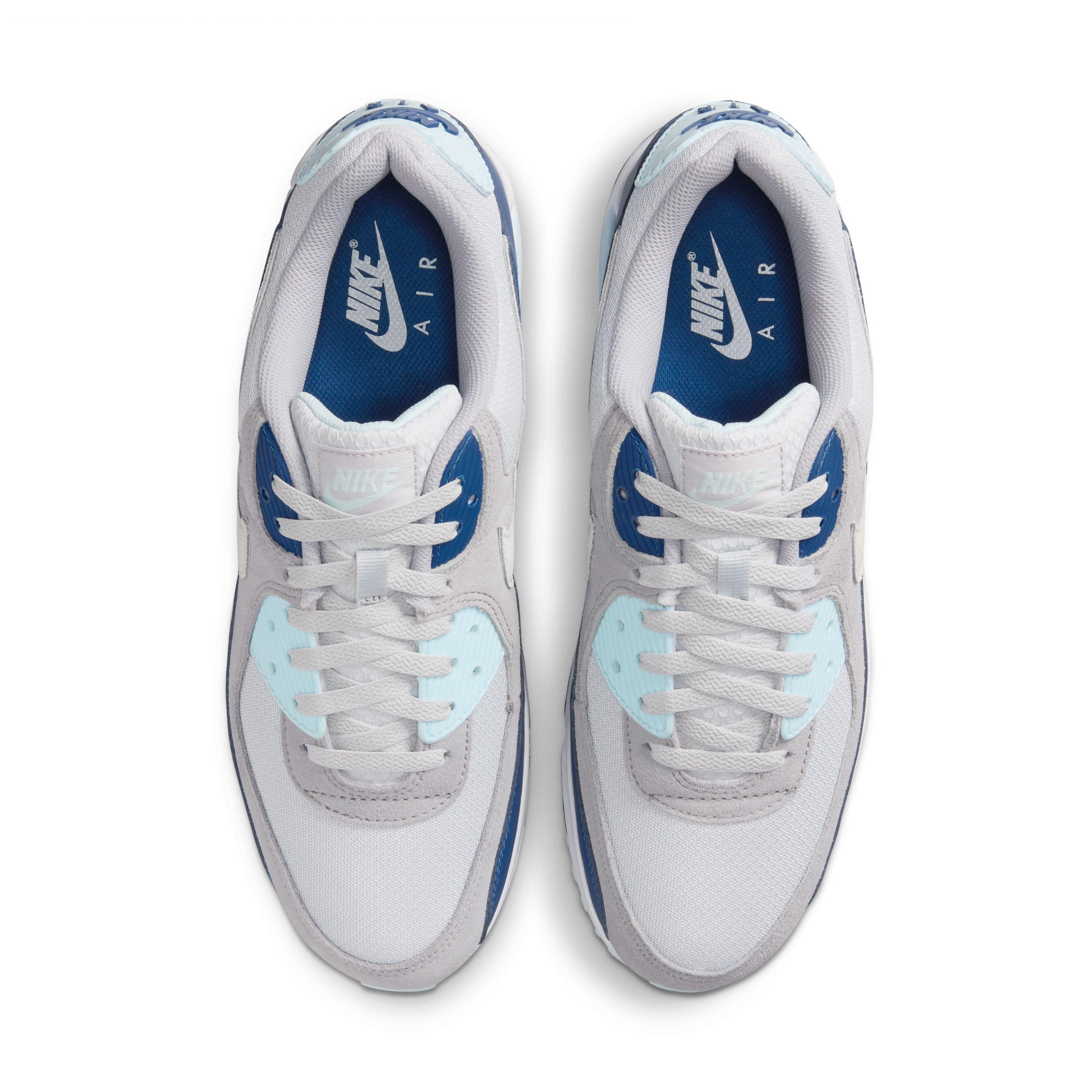 Nike Air Max 90 "Pure Platinum/Glacier Blue/Court Blue/White" Men's Shoe - PLATINUM/BLUE/BLUE/WHITE Thumbnail View 4