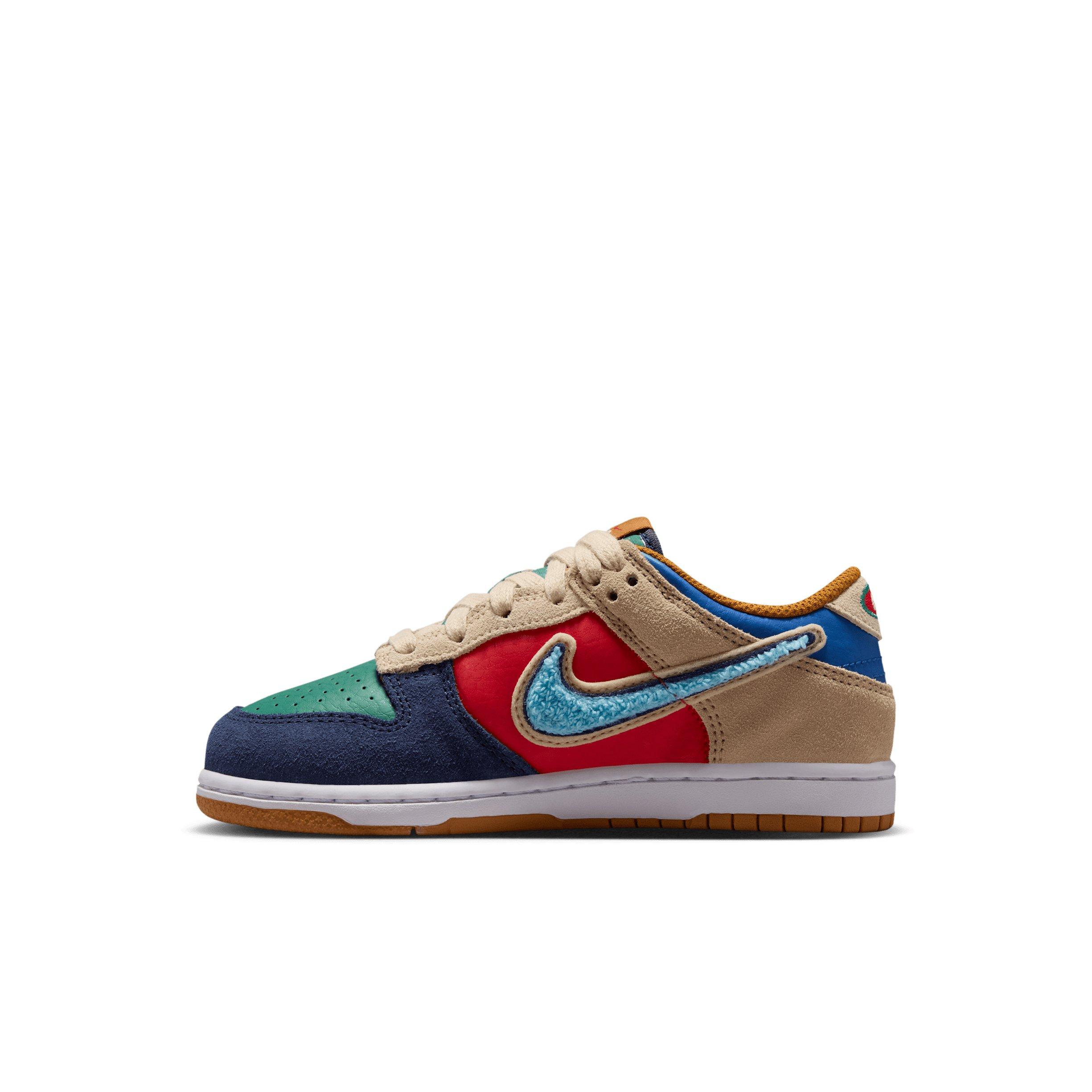 Nike Dunk Low "Midnight Navy/Green Noise/Linen/Speed Red" Preschool Boys' Shoe - NAVY/GREEN/LINEN/RED