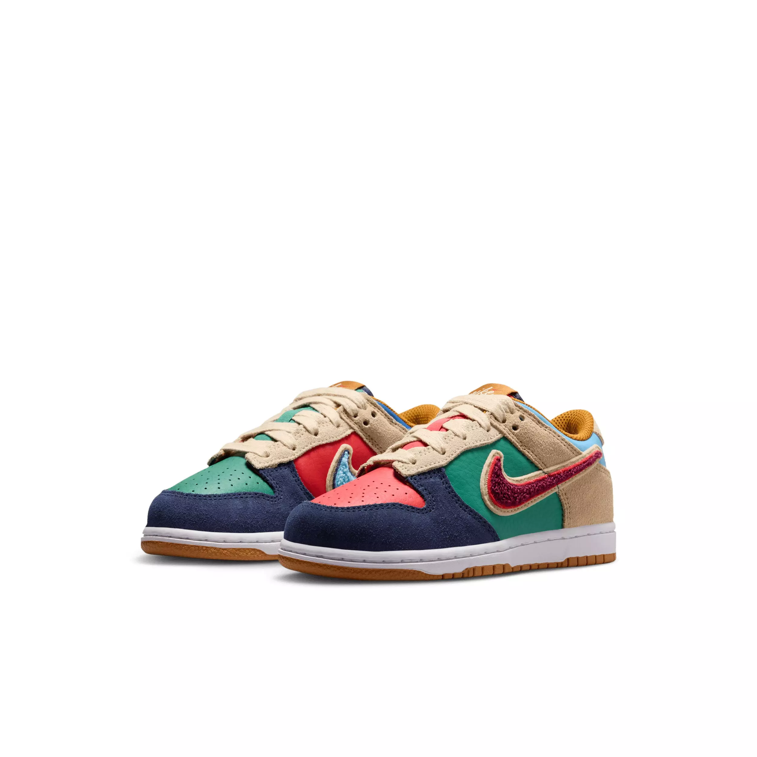 Nike Dunk Low "Midnight Navy/Green Noise/Linen/Speed Red" Preschool Boys' Shoe - NAVY/GREEN/LINEN/RED