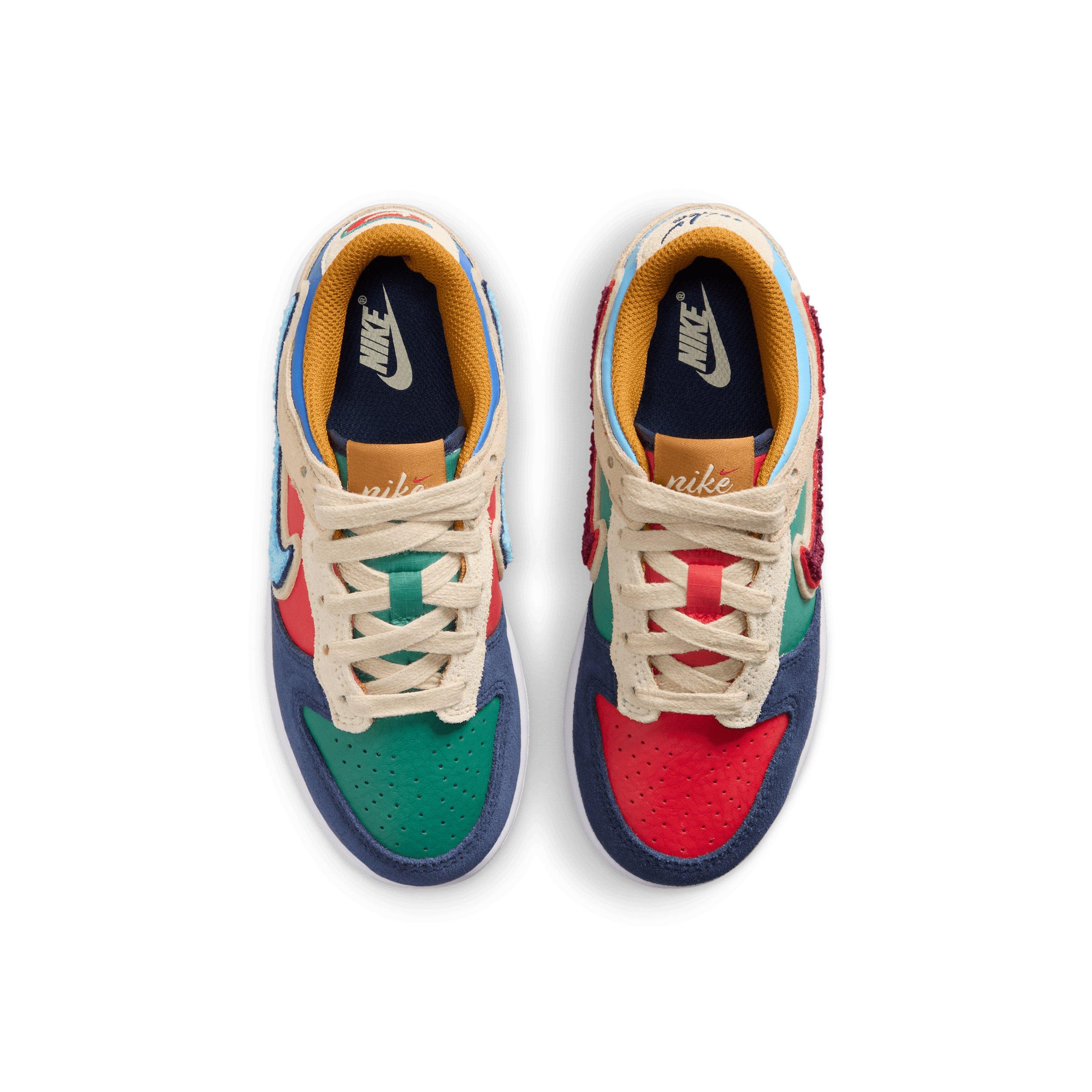 Nike Dunk Low "Midnight Navy/Green Noise/Linen/Speed Red" Preschool Boys' Shoe - NAVY/GREEN/LINEN/RED