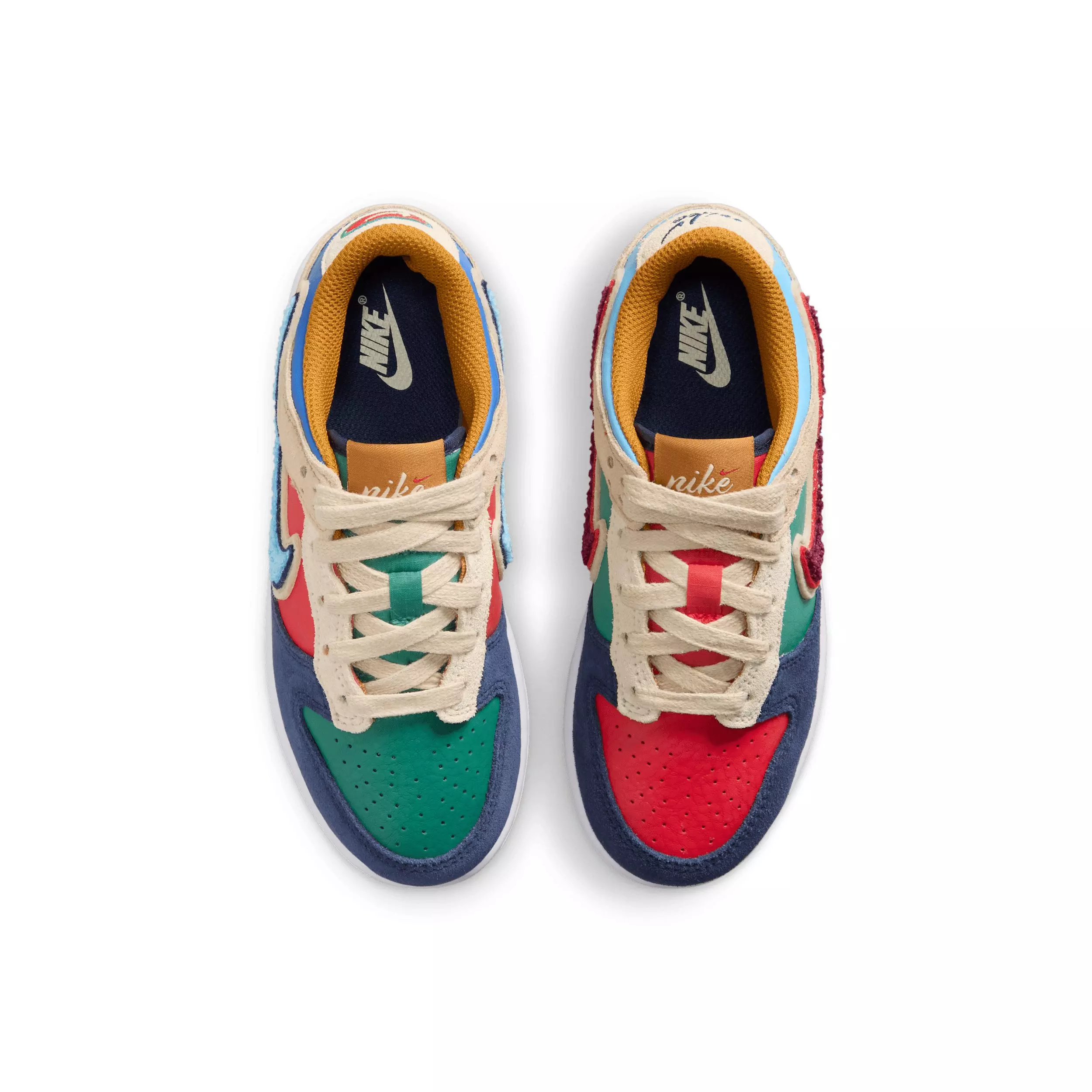 Nike Dunk Low "Midnight Navy/Green Noise/Linen/Speed Red" Preschool Boys' Shoe - NAVY/GREEN/LINEN/RED