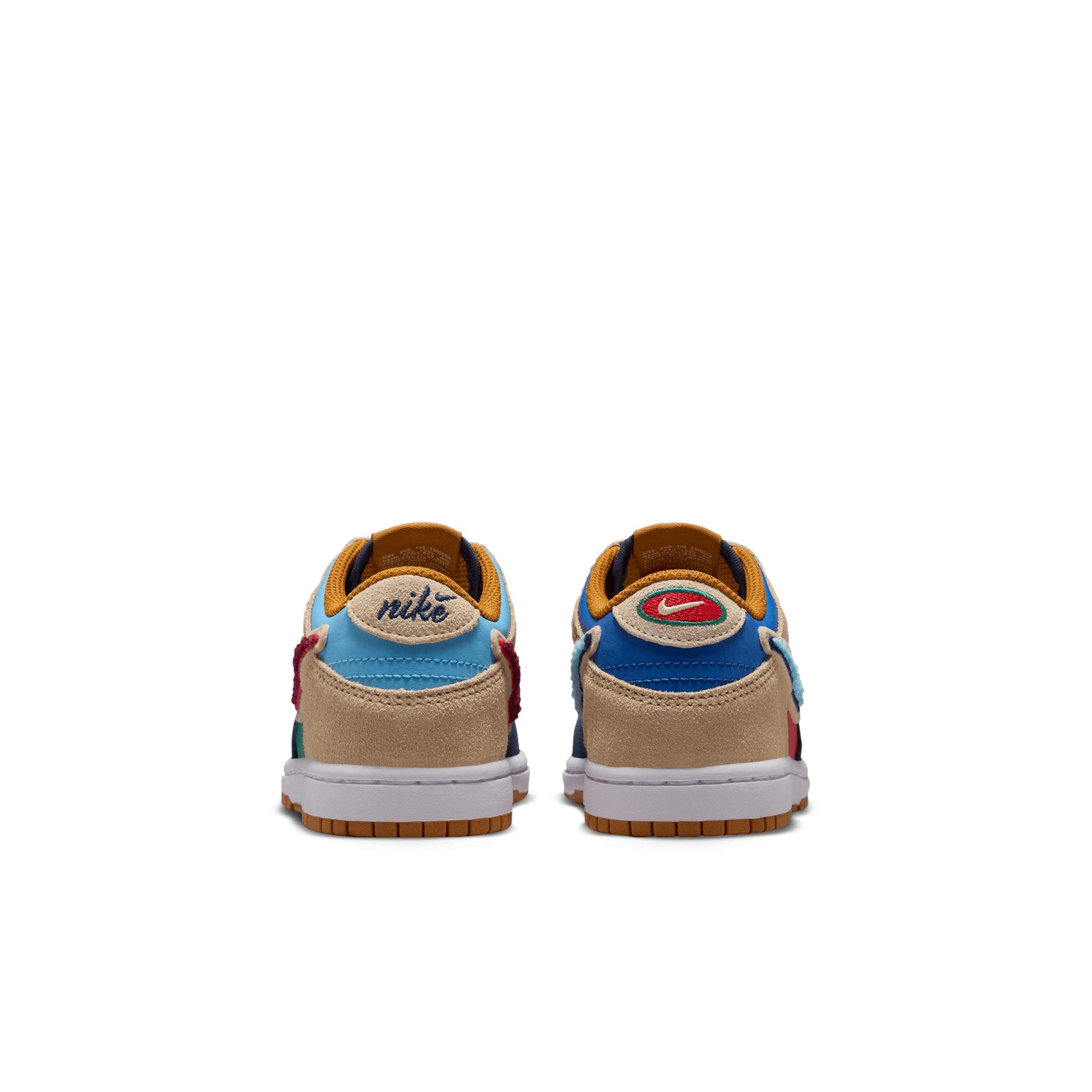 Nike Dunk Low "Midnight Navy/Green Noise/Linen/Speed Red" Preschool Boys' Shoe - NAVY/GREEN/LINEN/RED