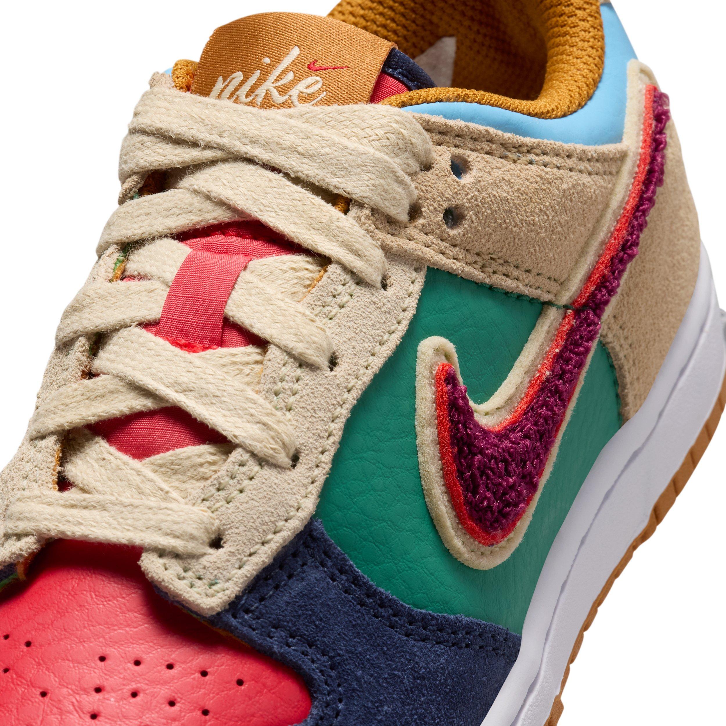 Nike Dunk Low "Midnight Navy/Green Noise/Linen/Speed Red" Preschool Boys' Shoe - NAVY/GREEN/LINEN/RED