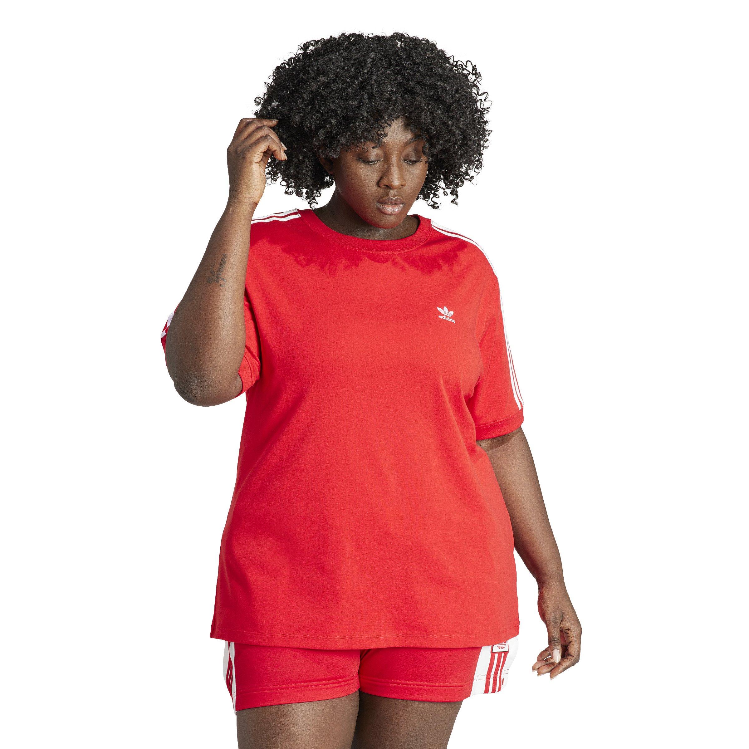 adidas Originals Women's Baby 3-Stripes T-Shirt -Red - RED Thumbnail View 1